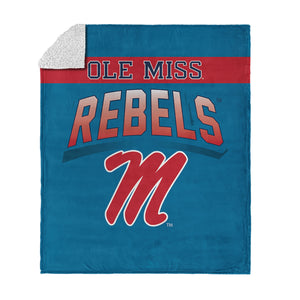 Ole Miss Rebels NCAA Bevel Silk Touch Sherpa Throw Blanket 50x60 inches