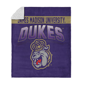 James Madison Dukes NCAA Bevel Silk Touch Sherpa Throw Blanket 50x60 inches