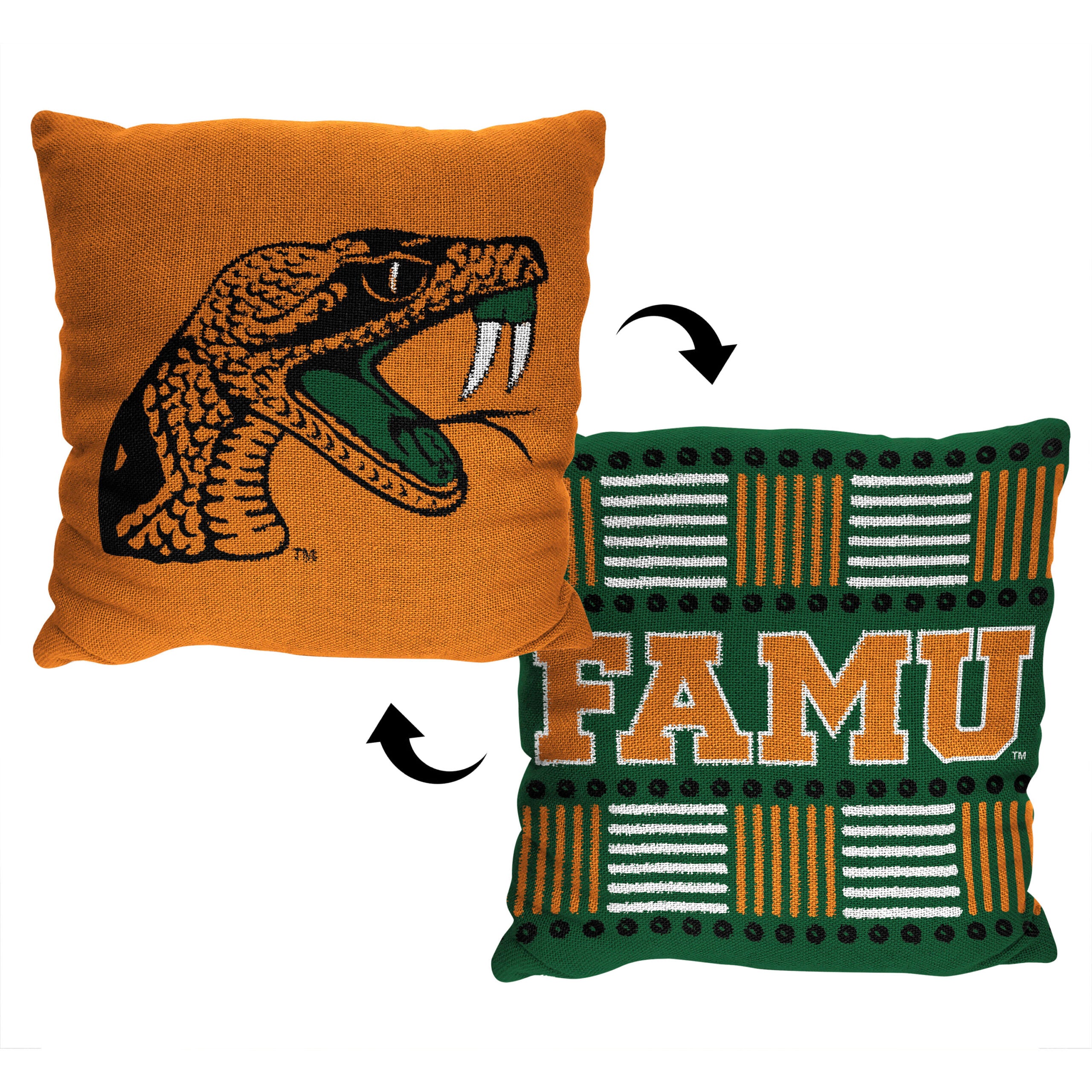 NCAA Homage Florida A&M Rattlers 2 Pack Double Sided Jacquard Throw Pillows 14x14 Inches