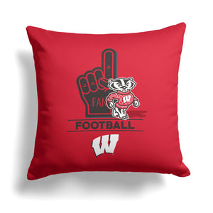 NCAA Wisconsin Badgers Number 1 Fan Throw Pillow 18x18