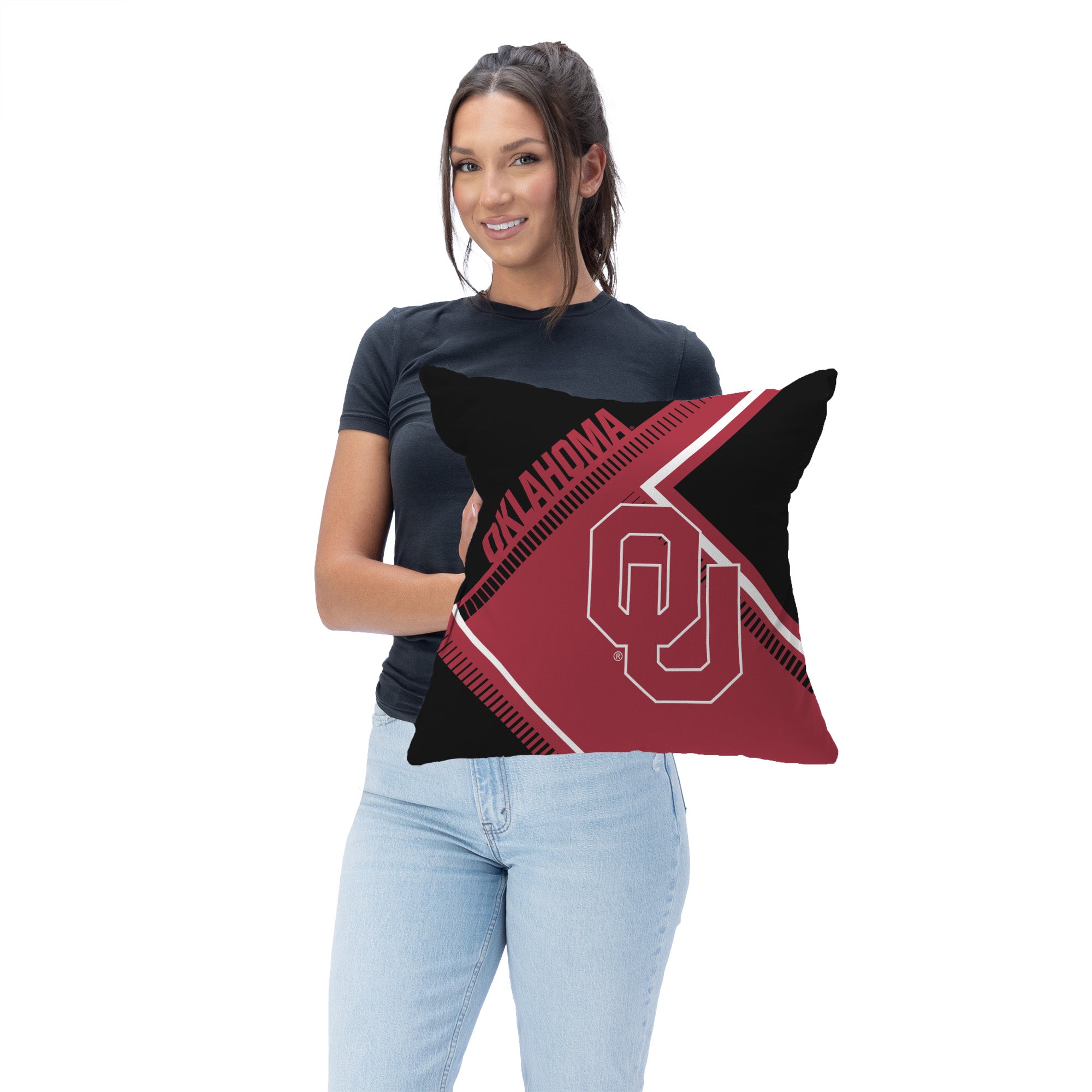 Oklahoma Sooners NCAA Pulsewave Throw Pillow 18X18 Inches