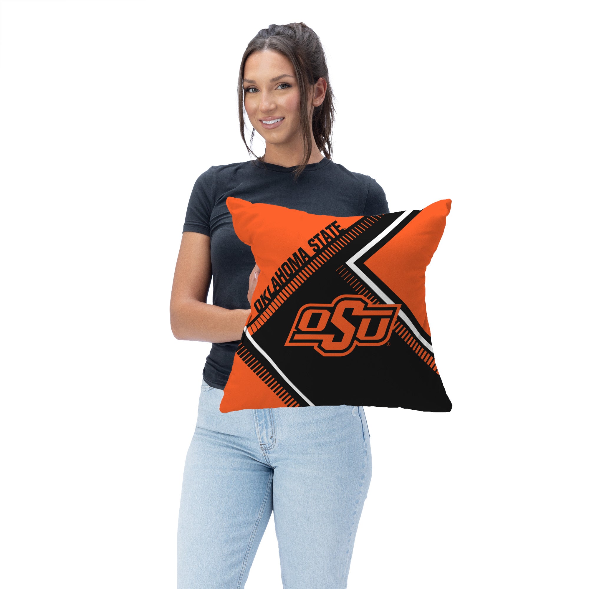 Oklahoma State Cowboys NCAA Pulsewave Throw Pillow 18X18 Inches