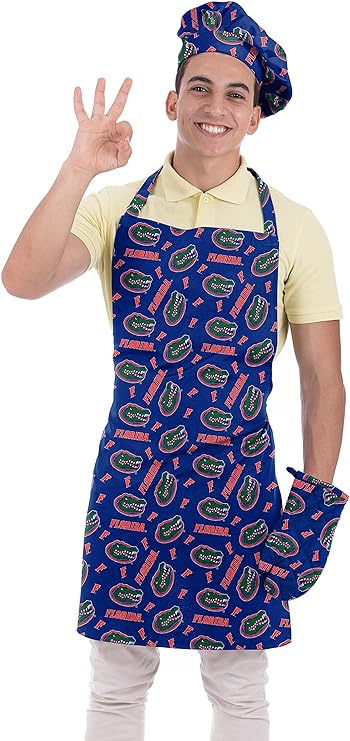 Northwest NCAA Florida Gators 3-Piece Apron Oven Mitt and Chef Hat Set One Size Team Colors