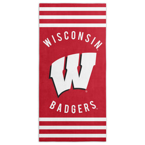 NCAA Wisconsin Badgers Stripes Beach Towel 30Ã—60 Inches