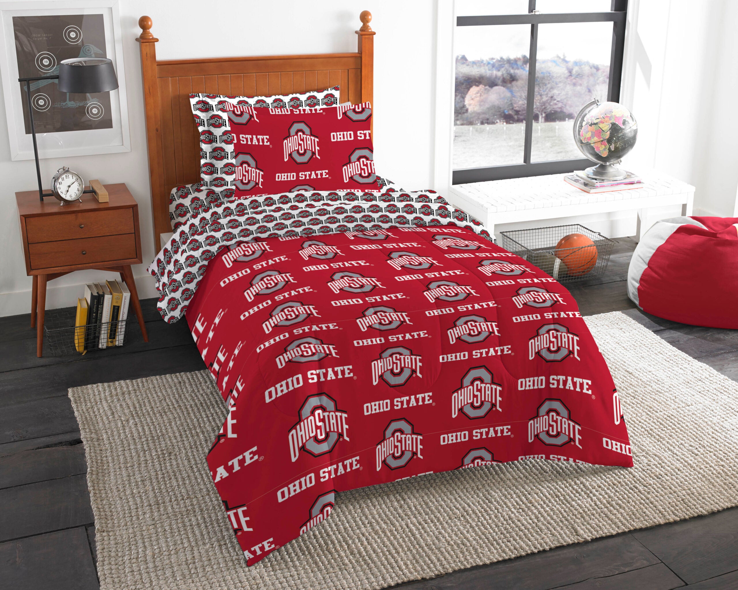 NCAA Rotary Ohio State Buckeyes 5 PC Twin Bed In Bag Set