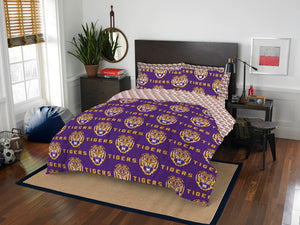 NCAA Rotary LSU Tigers 7 PC Queen Bed In Bag Set