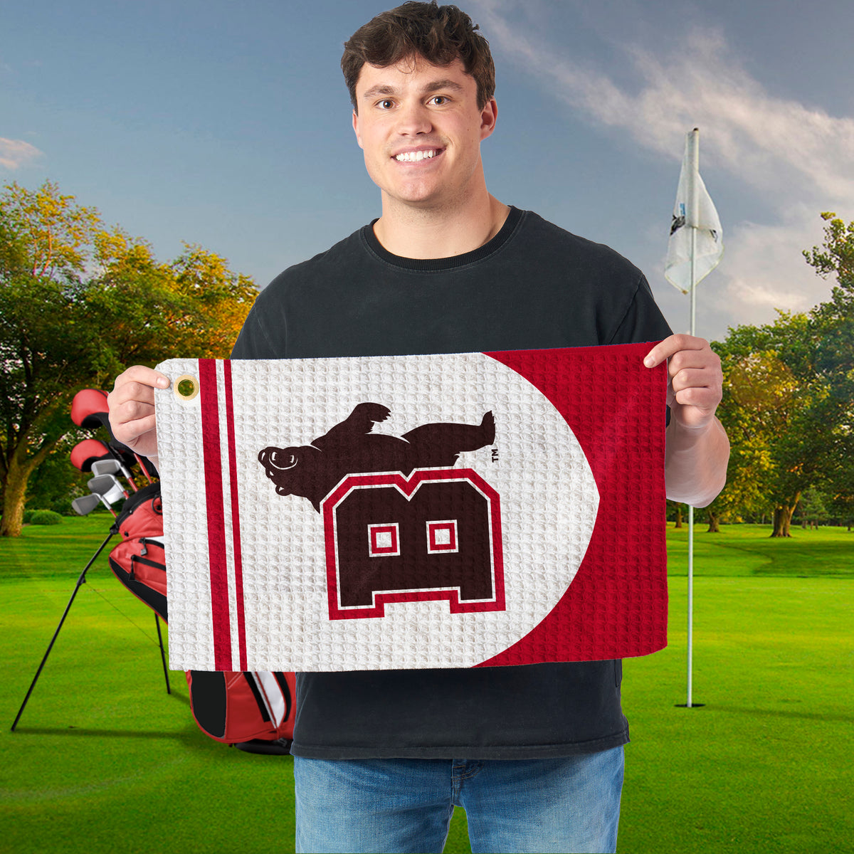 NCAA Brown Bears B Bear B Waffle Printed Fan Towel 16x25 inches