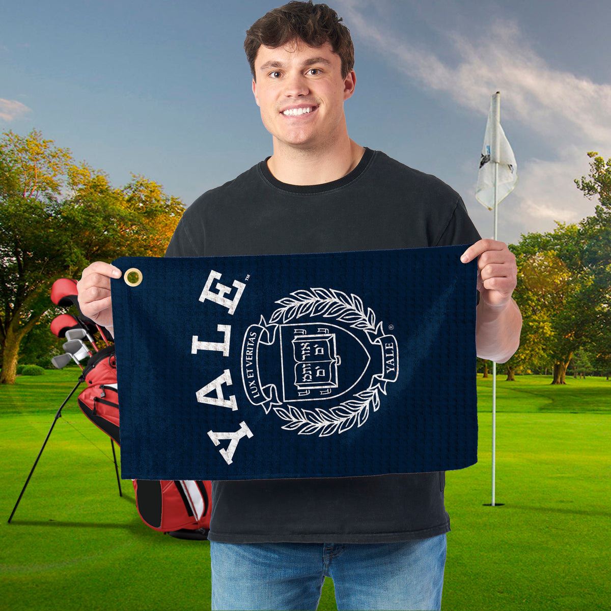 NCAA Yale Bulldogs Lock Up Waffle Printed Fan Towel 16x25 inches