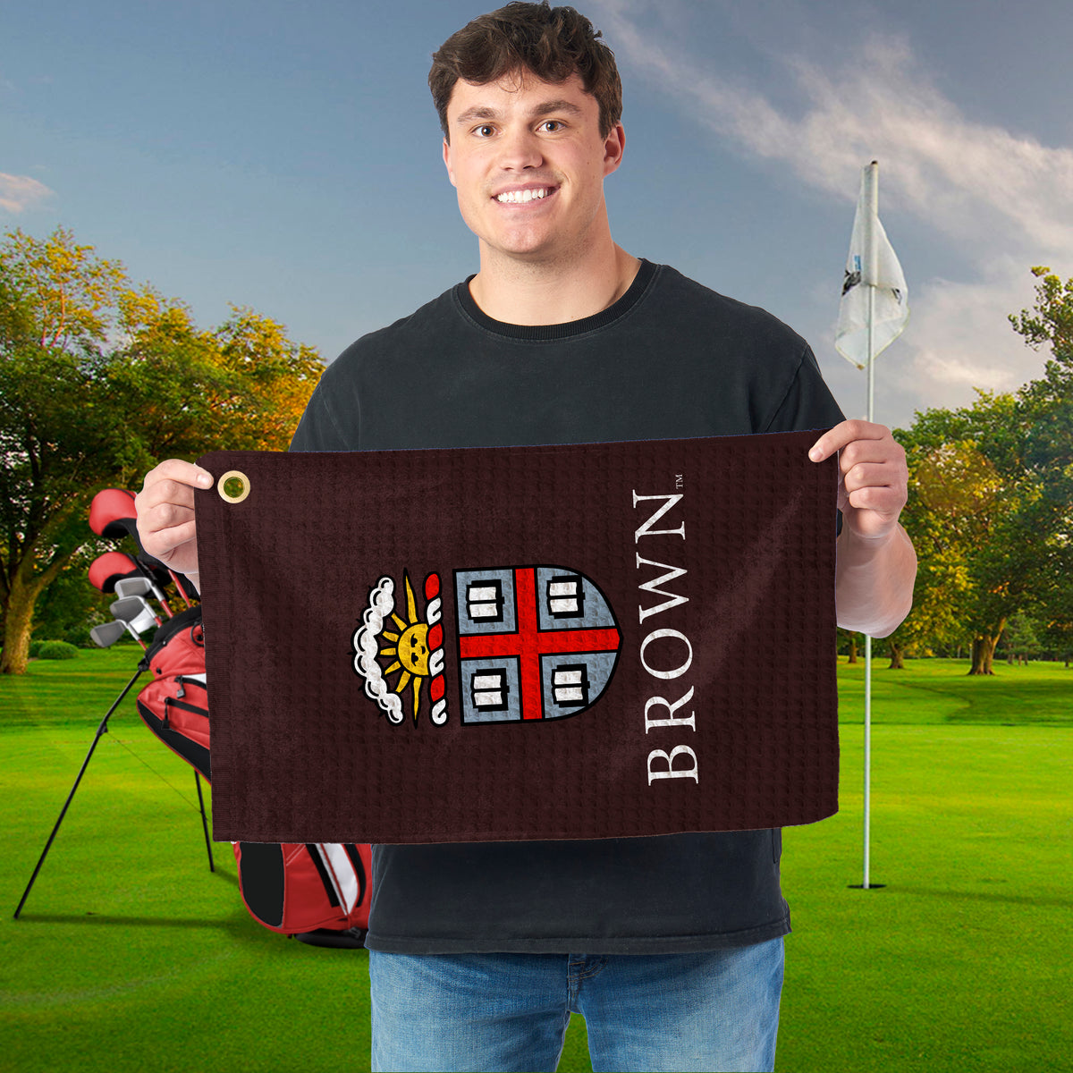 NCAA Brown Bears Logo Waffle Printed Fan Towel 16x25 inches