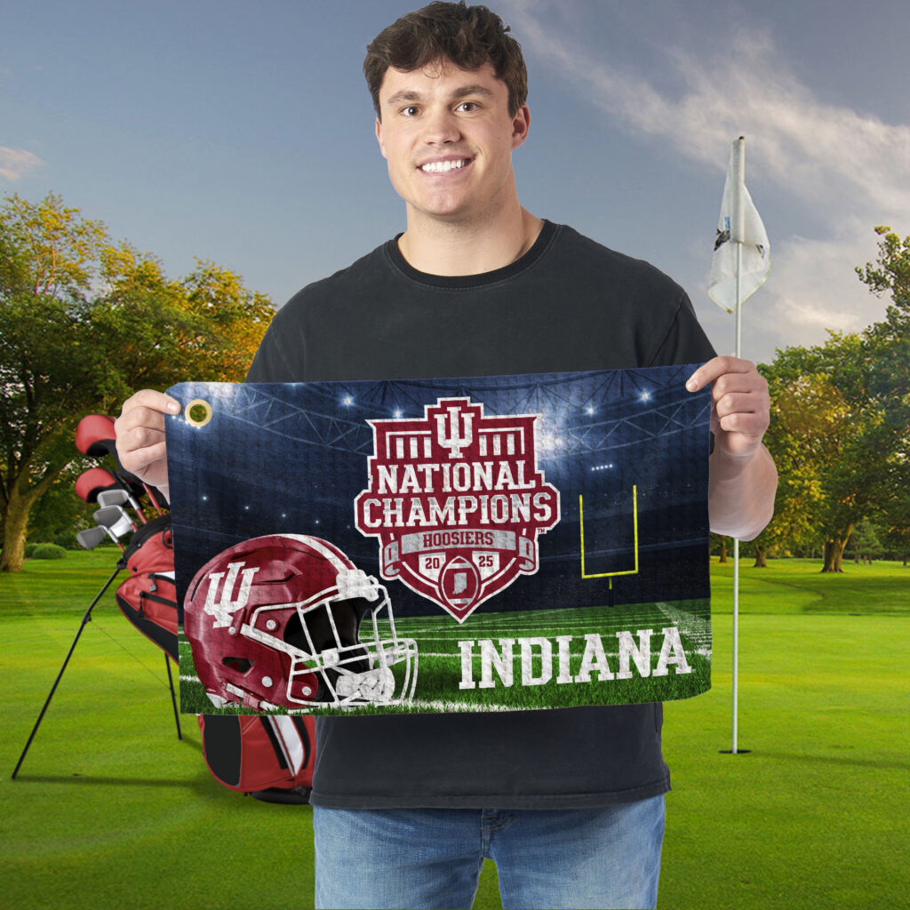 2025 NCAA Football Championship Indiana Hoosiers Crunch Time Waffle Printed Fan Towel 16×25 inches
