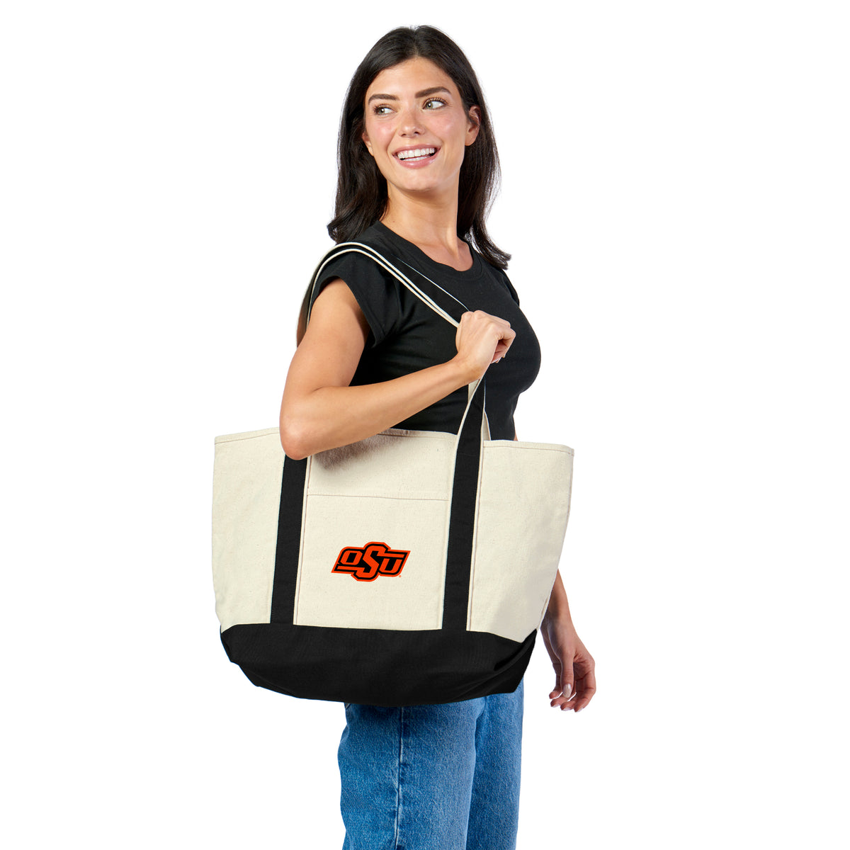 NCAA Oklahoma State Cowboys Canvas Tote with Black Straps