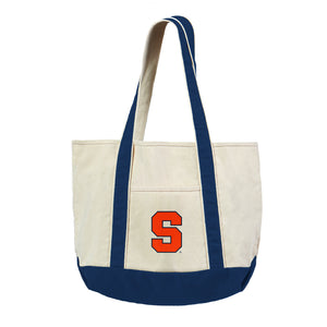 NCAA Syracuse Orange Canvas Tote with Navy Straps