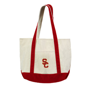 USC Trojans NCAA Canvas Tote With Colored Strap