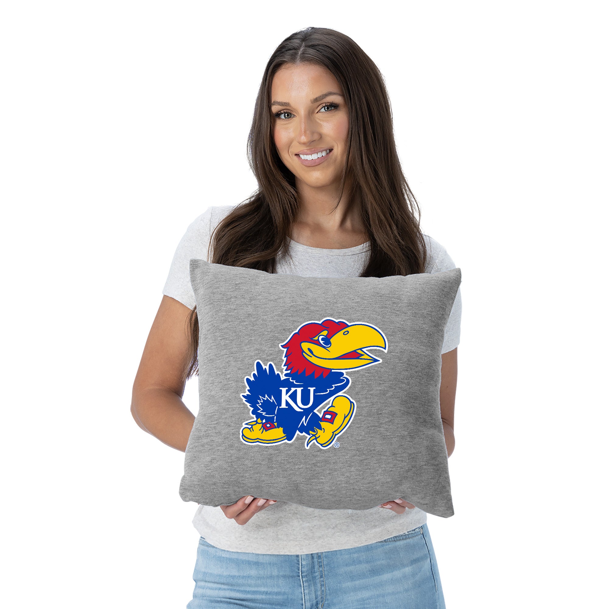 Kansas Jayhawks NCAA Logo Sweatshirt Pillow 16 Inches