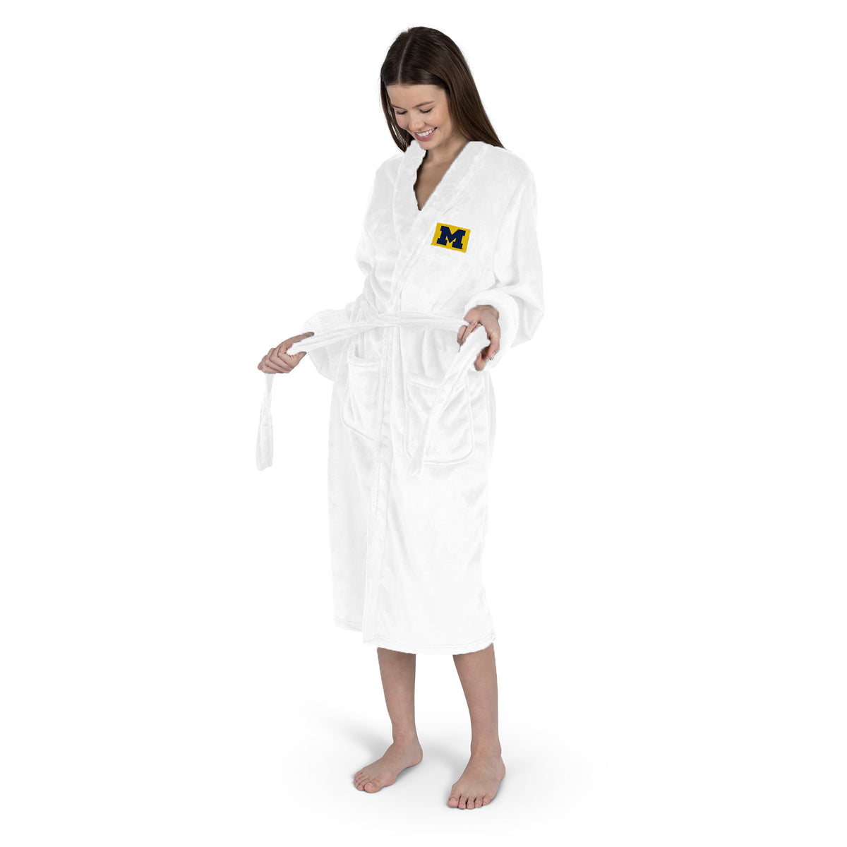 Michigan Wolverines Robe Michigan Wolverines NCAA White Out Silk Touch Robe Small/Medium