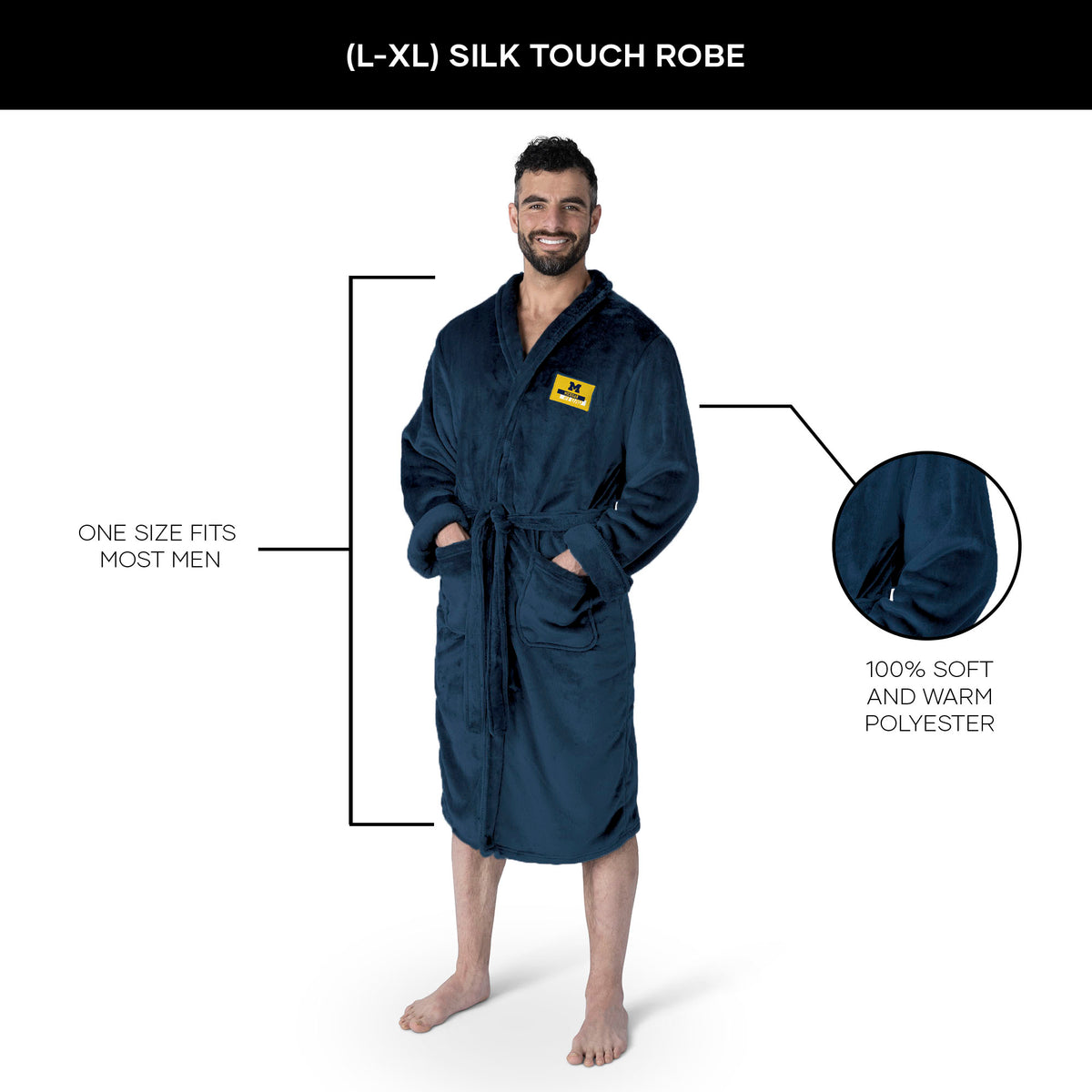 Michigan Wolverines Robe Michigan Wolverines #1 Dad Silk Touch Robe S/M Navy