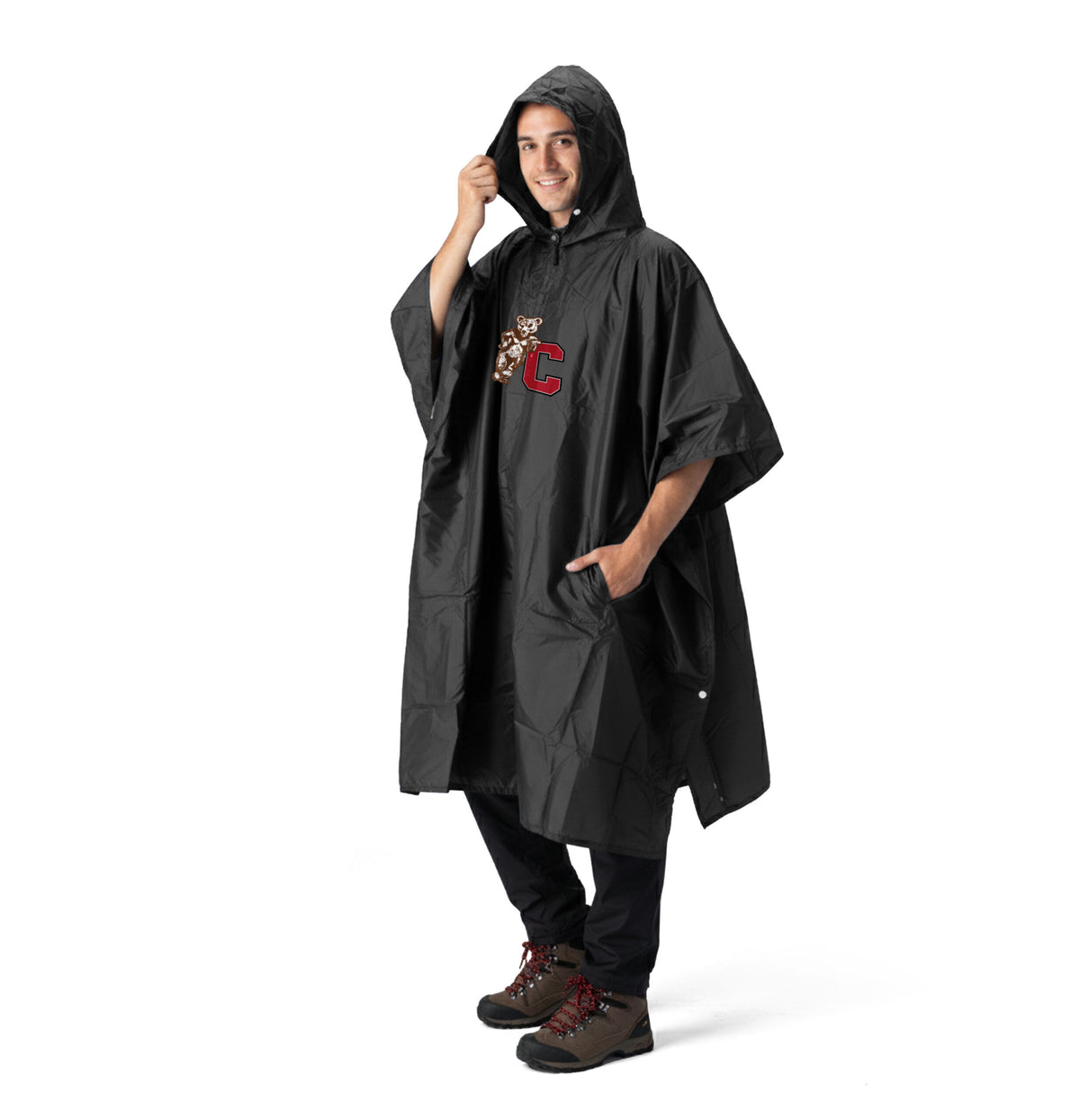 NCAA Cornell Big Red Leaning Bear Rain Poncho with Mesh Bag 49x44 inches