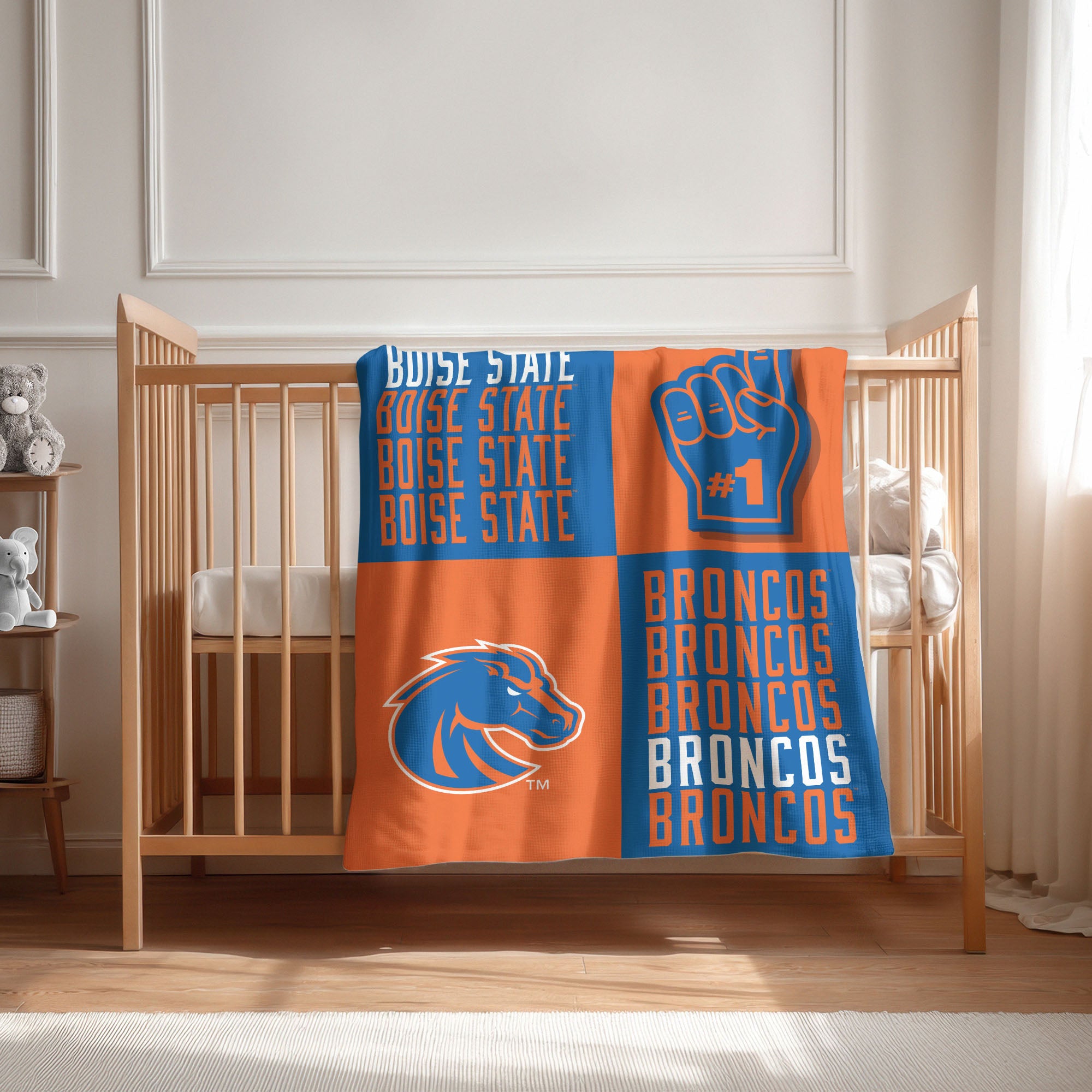 NCAA Boise State Broncos Domino Swaddle Blanket 40x50 inches