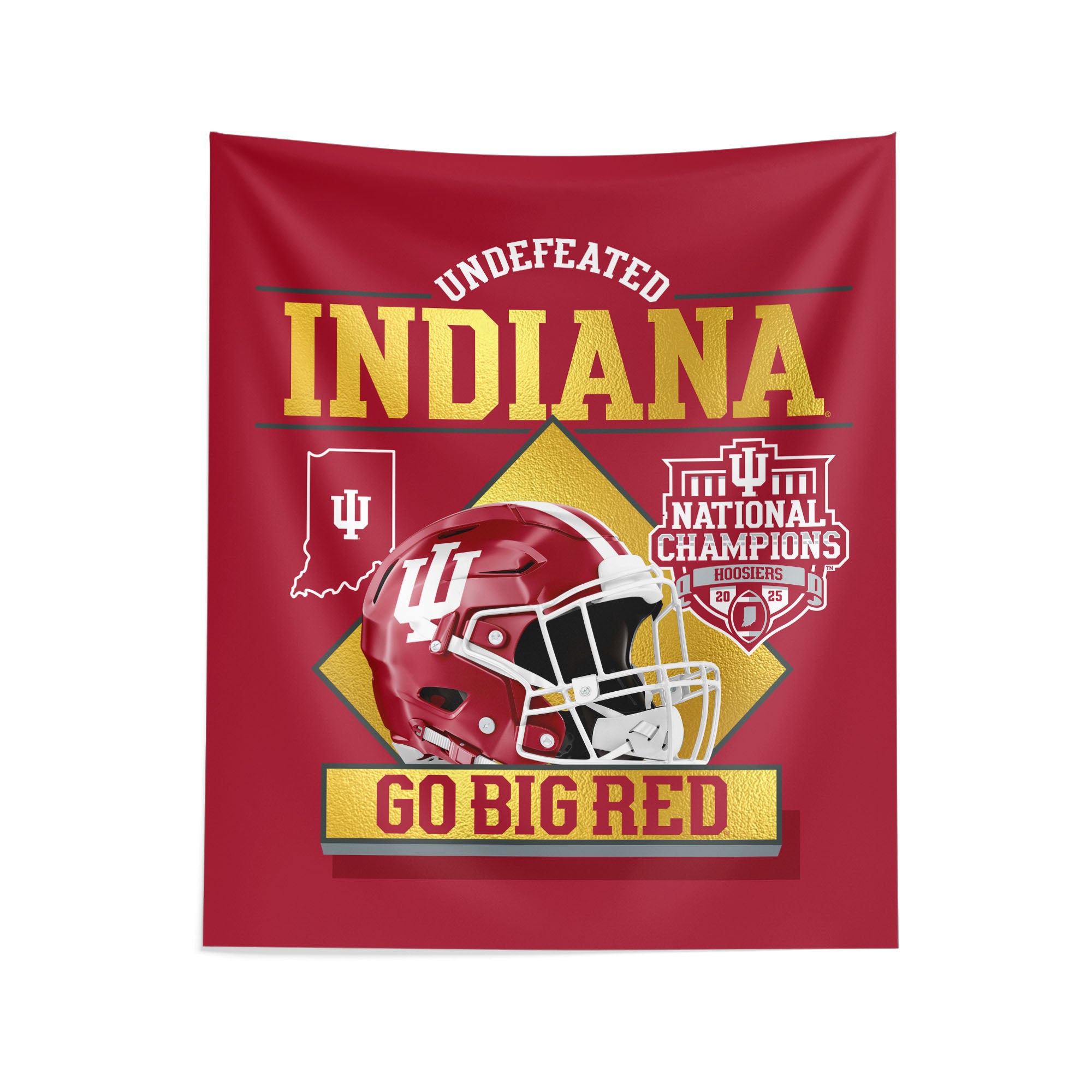 2025 NCAA Football Championship Indiana Hoosiers Golden Wall Hanging 34×40 inches