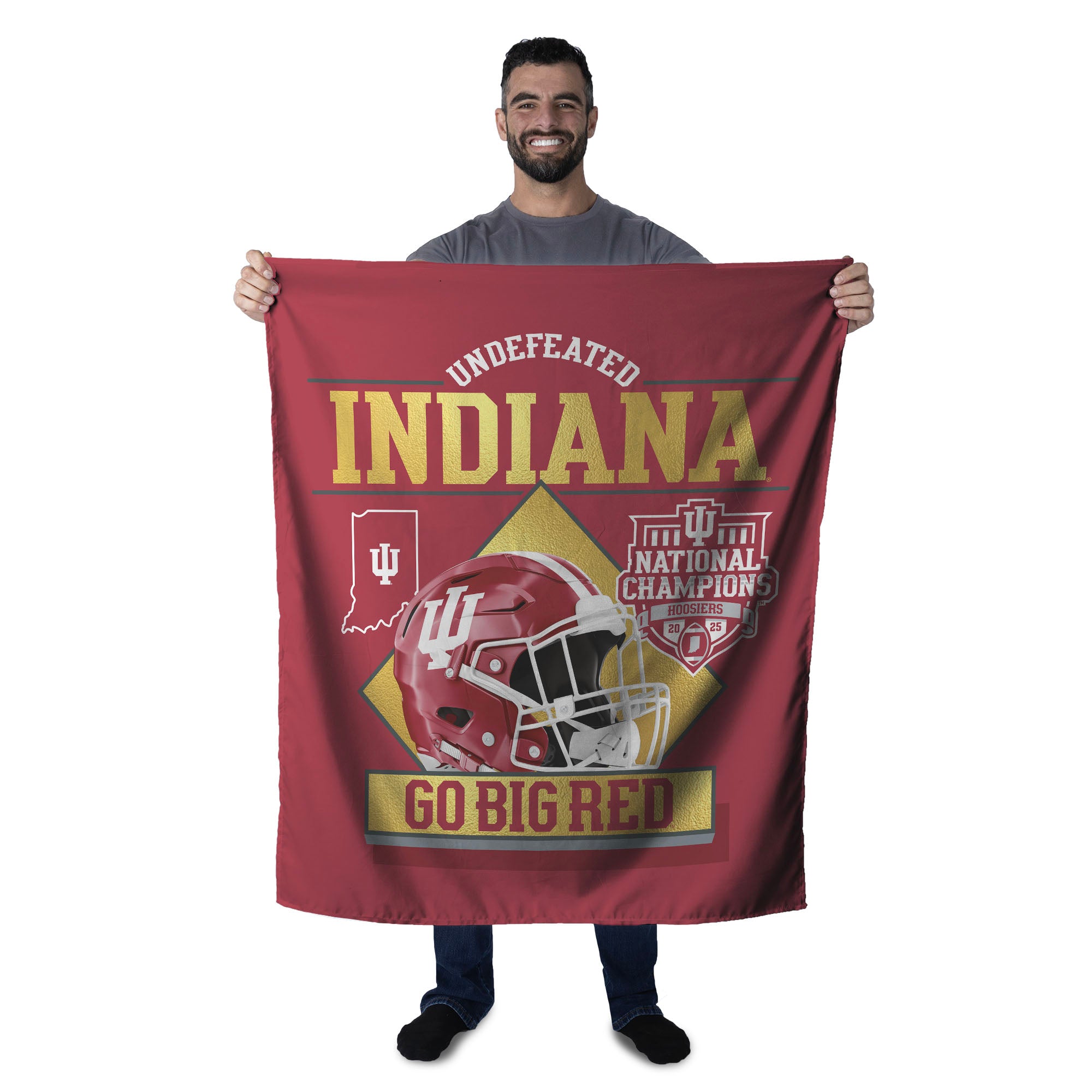 2025 NCAA Football Championship Indiana Hoosiers Golden Wall Hanging 34×40 inches