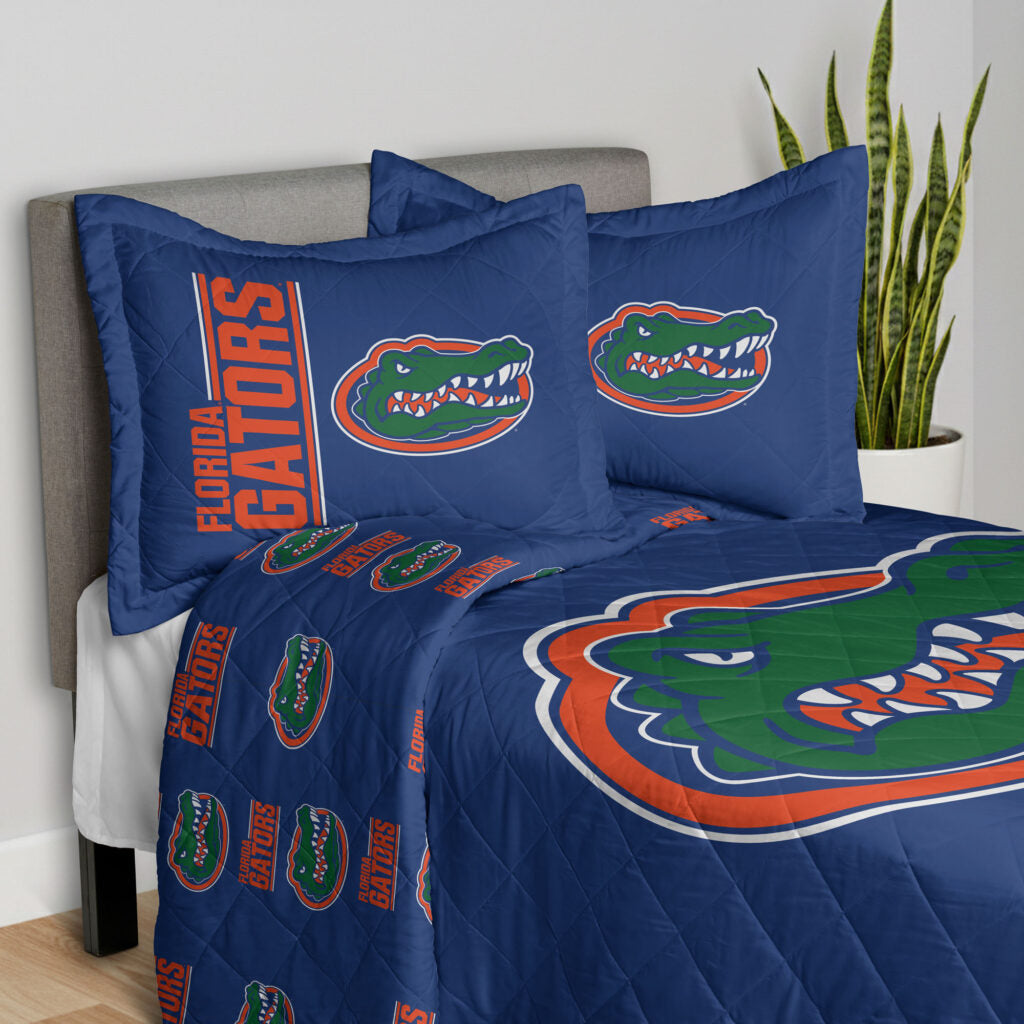 NCAA University of Florida Gators Summarize Quilted Throw Blanket and Sham Set 60×90 inches
