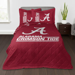 NCAA University of Alabama Crimson Tide Summarize Quilted Throw Blanket and Sham Set 60×90 inches