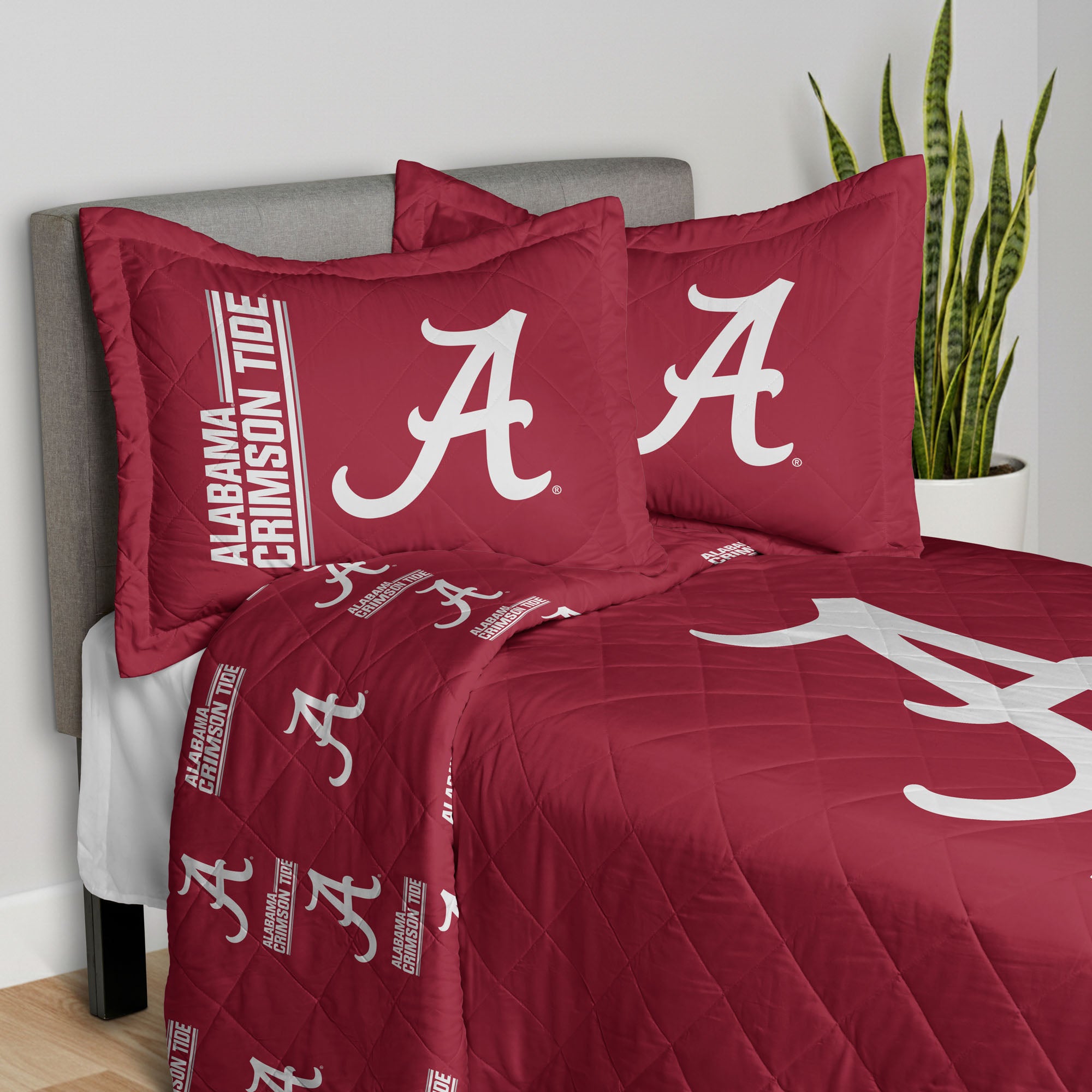 NCAA University of Alabama Crimson Tide Summarize Quilted Throw Blanket and Sham Set 60×90 inches