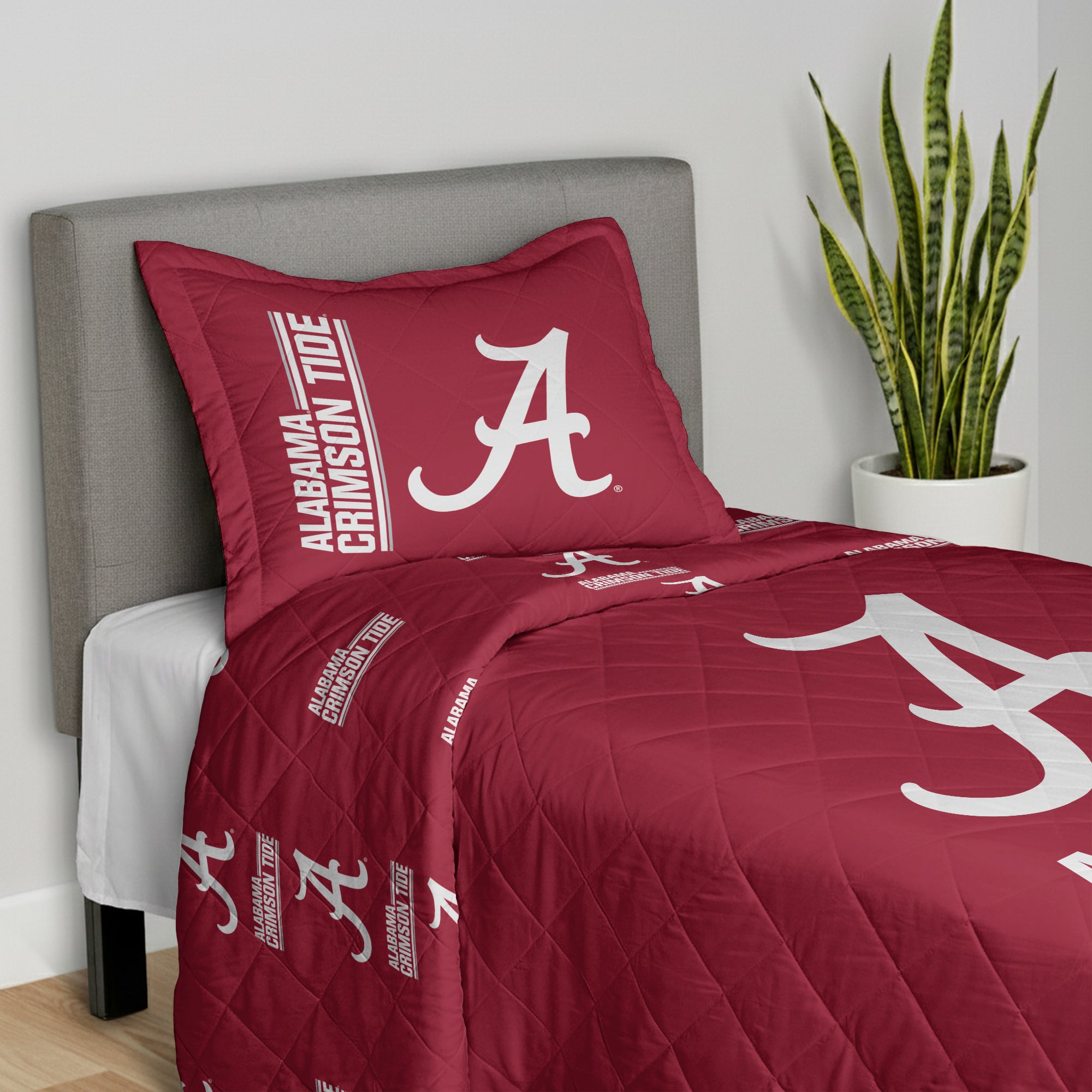 NCAA University of Alabama Crimson Tide Summarize Quilted Throw Blanket and Sham Set 60×90 inches