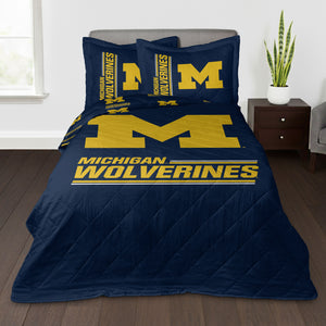 NCAA University of Michigan Wolverines Summarize Quilted Throw Blanket and Sham Set 60×90 inches