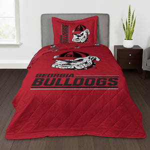 NCAA University of Georgia Bulldogs Summarize Quilted Throw Blanket and Sham Set 60×90 inches