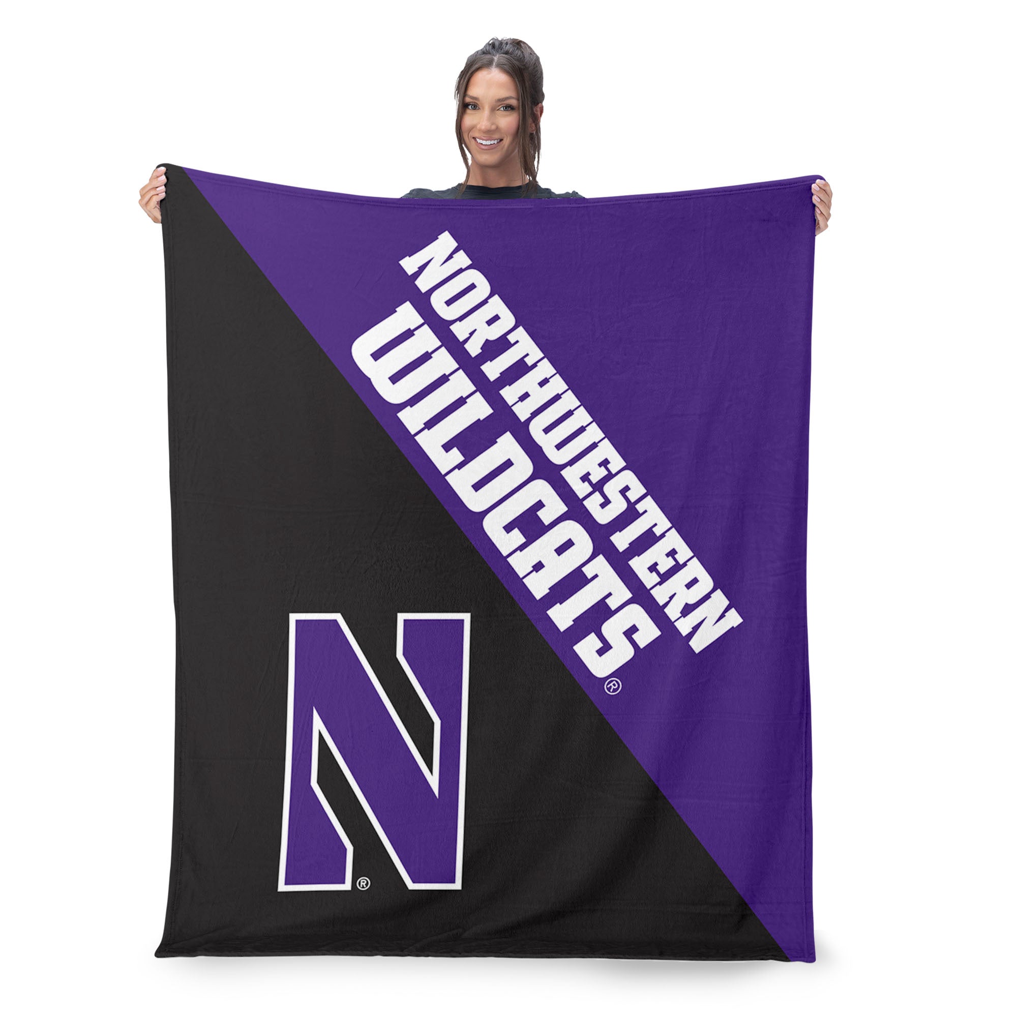 NCAA Northwestern Wildcats Halftone Silk Touch Throw Blanket 46x60 inches
