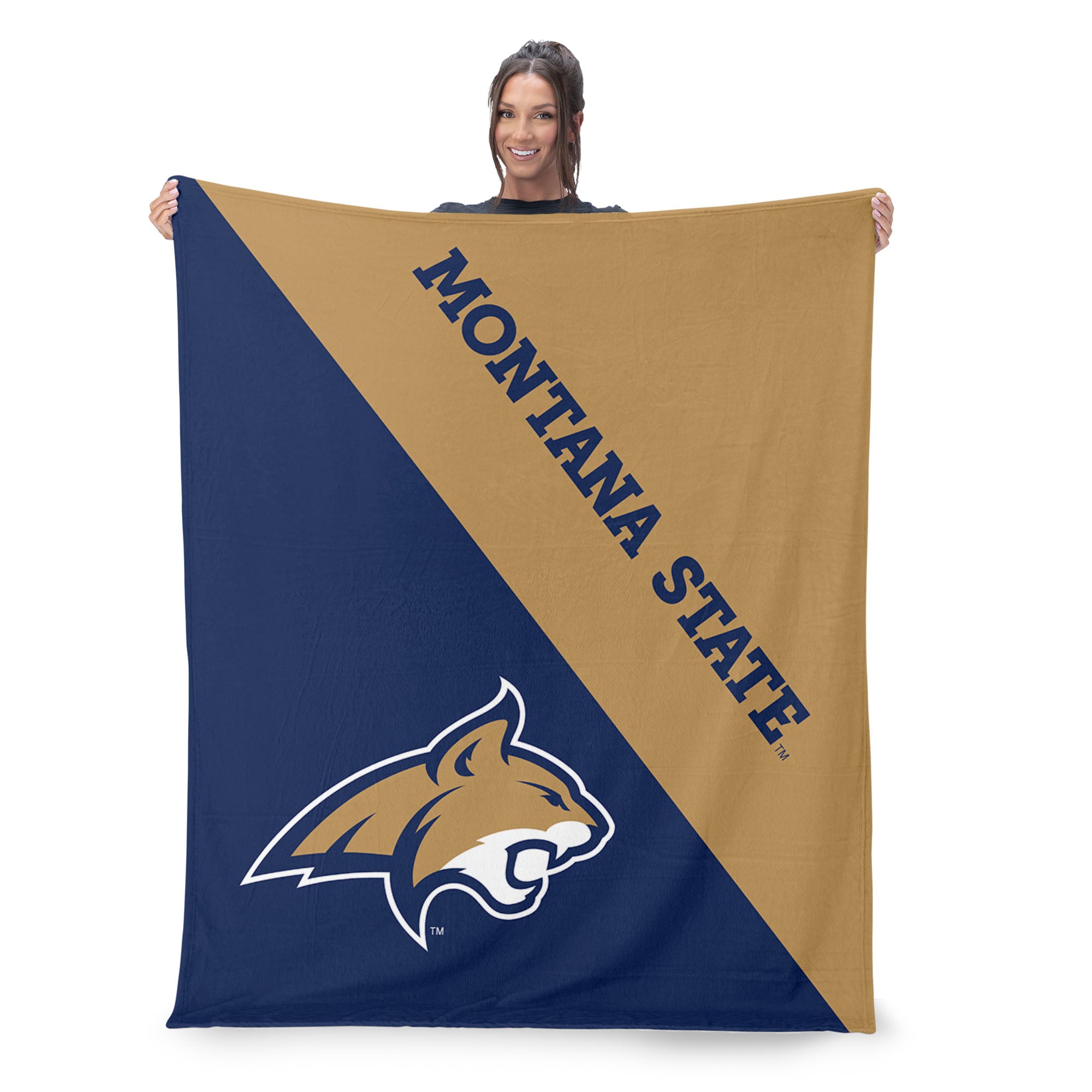 NCAA Montana State Bobcats Halftone Silk Touch Throw Blanket 46x60 inches