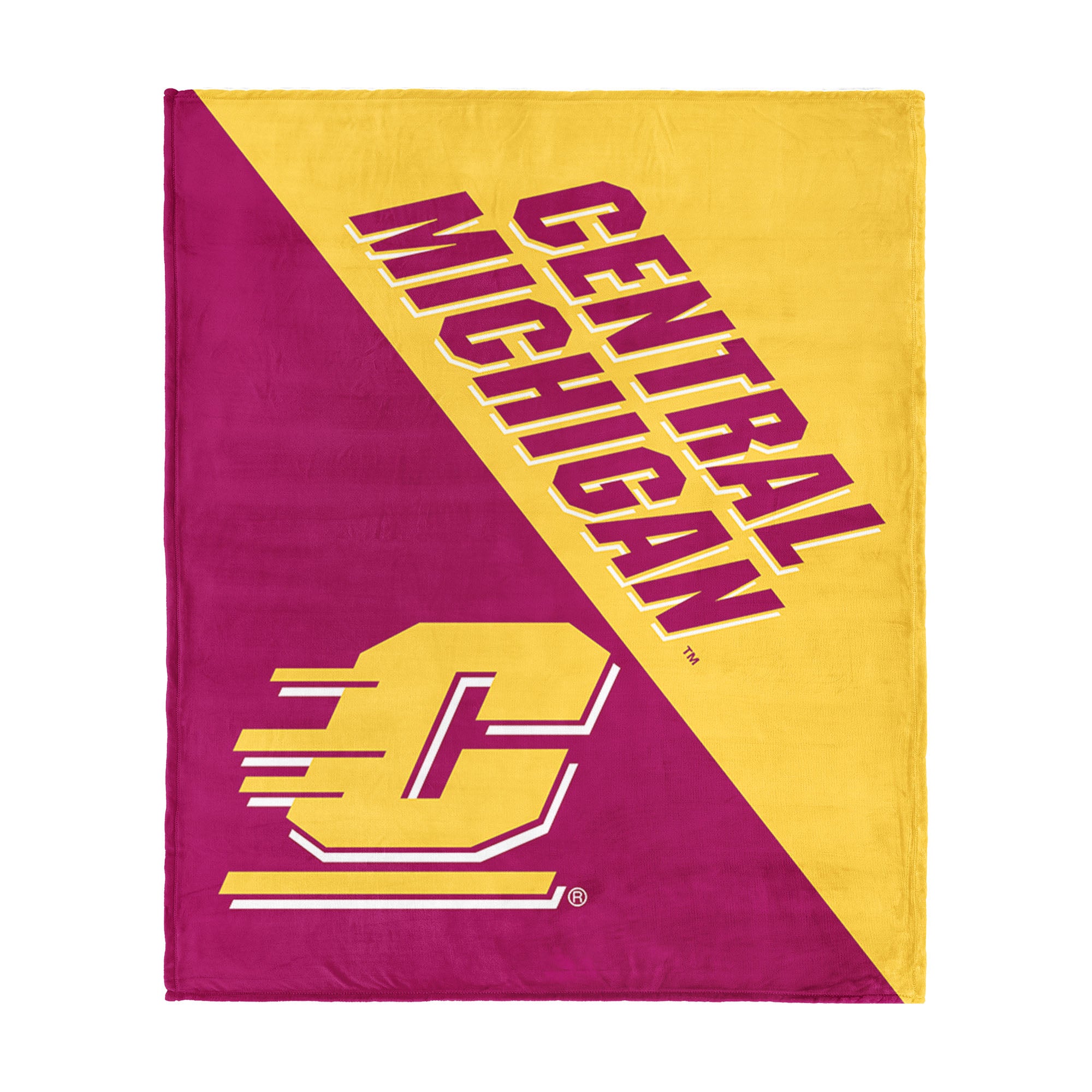 NCAA Central Michigan Chippewas Halftone Silk Touch Throw Blanket 46x60 inches