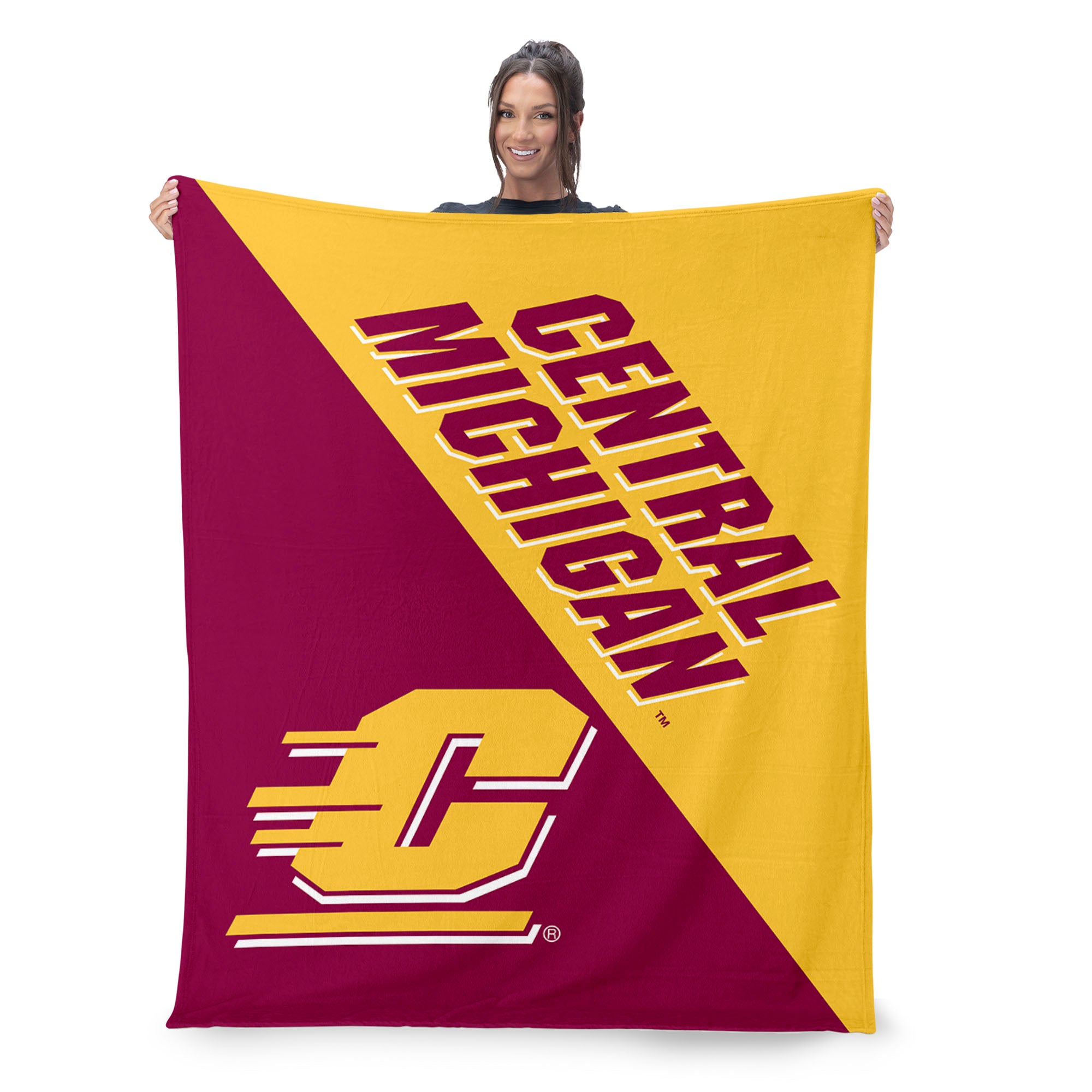 NCAA Central Michigan Chippewas Halftone Silk Touch Throw Blanket 46x60 inches