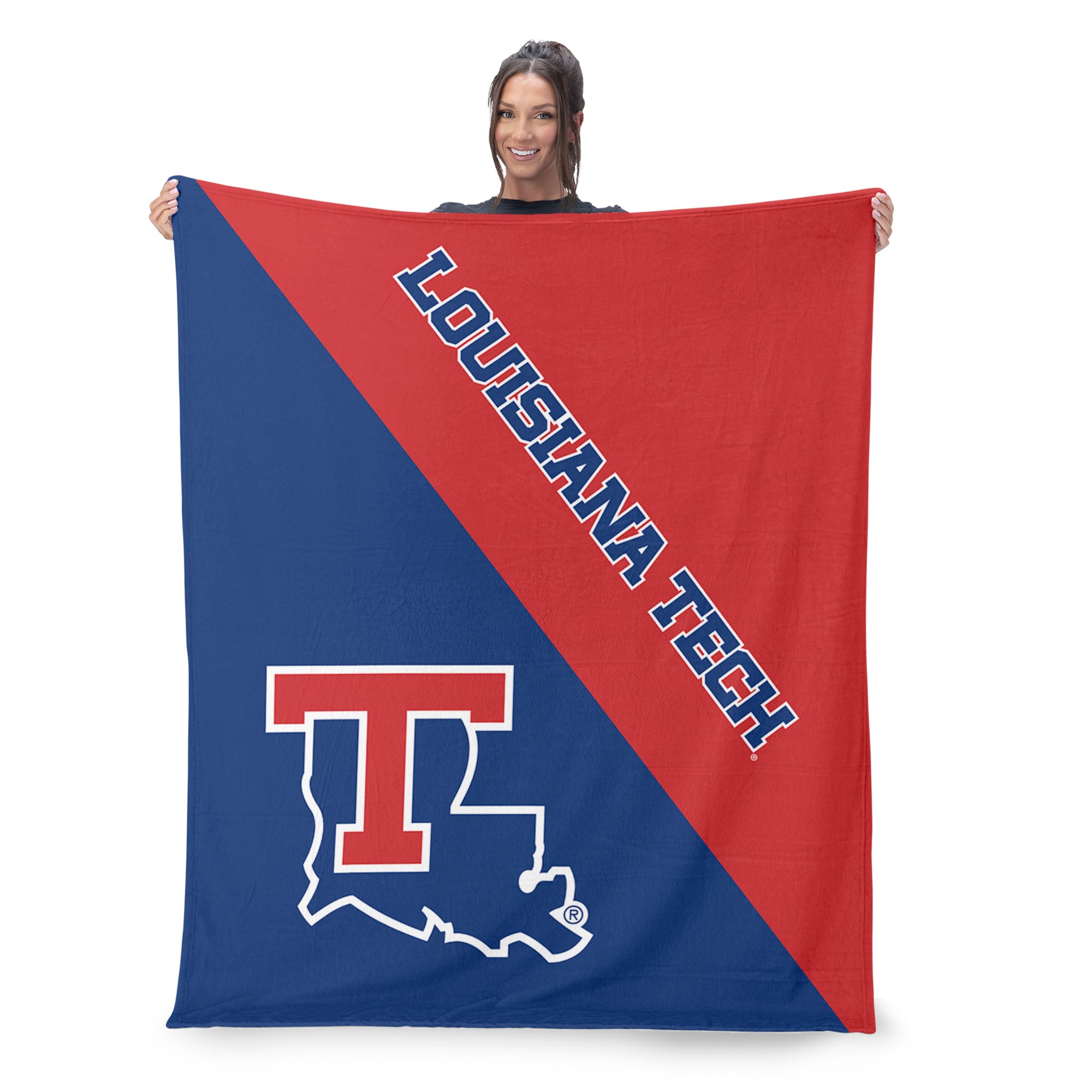 NCAA Louisiana Tech Bulldogs Halftone Silk Touch Throw Blanket 46x60 inches
