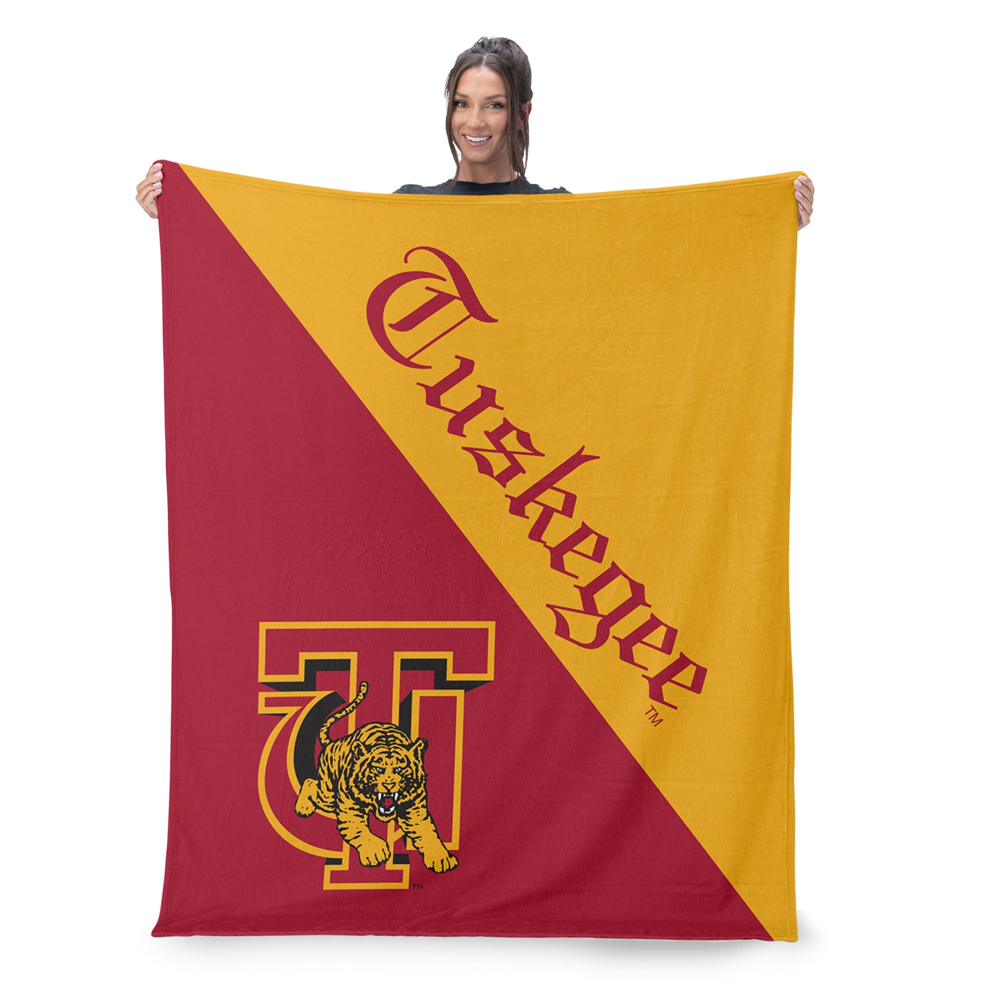 NCAA Tuskegee Golden Tigers Halftone Silk Touch Throw Blanket 46x60 inches