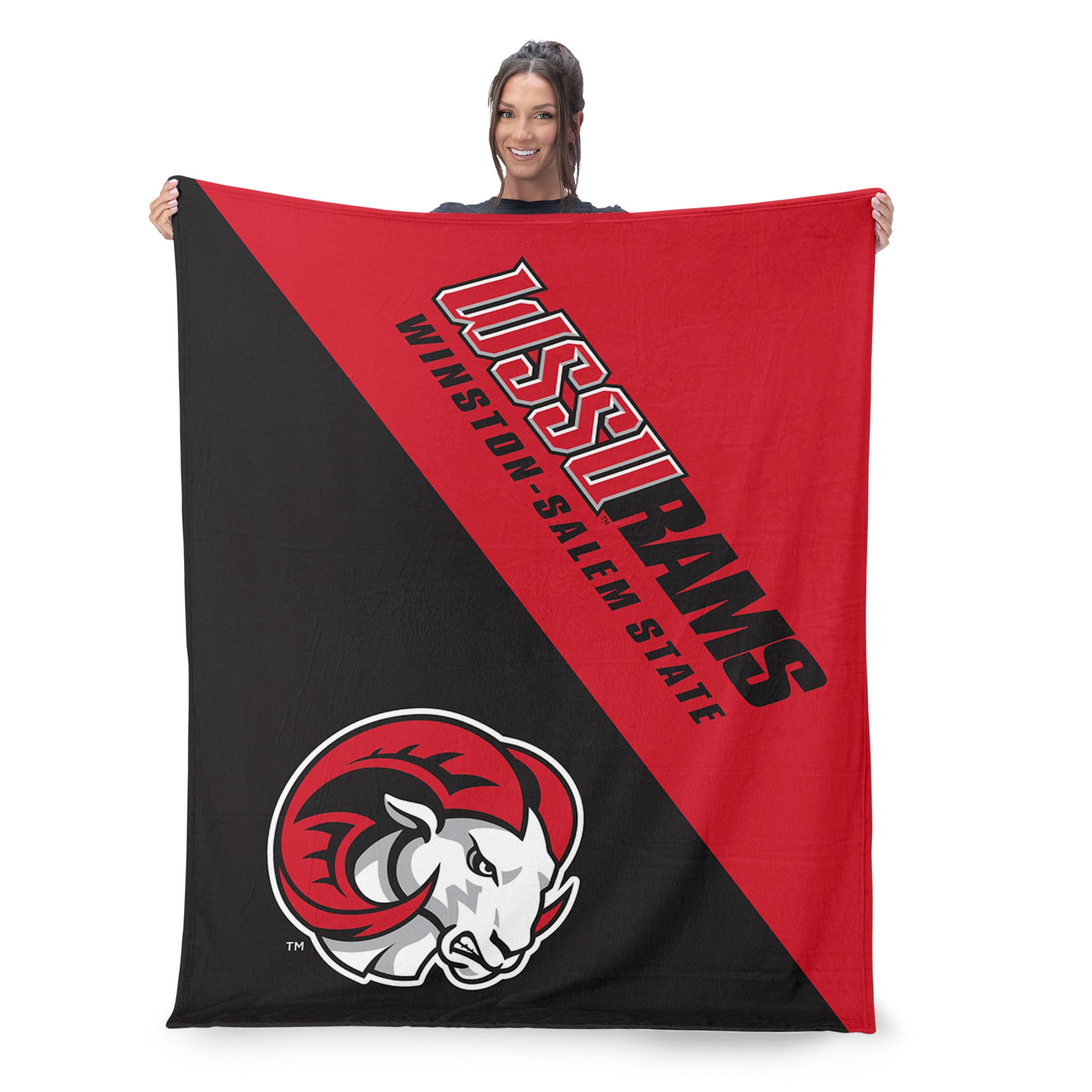 NCAA Winston Salem State Rams Halftone Silk Touch Throw Blanket 46x60 inches