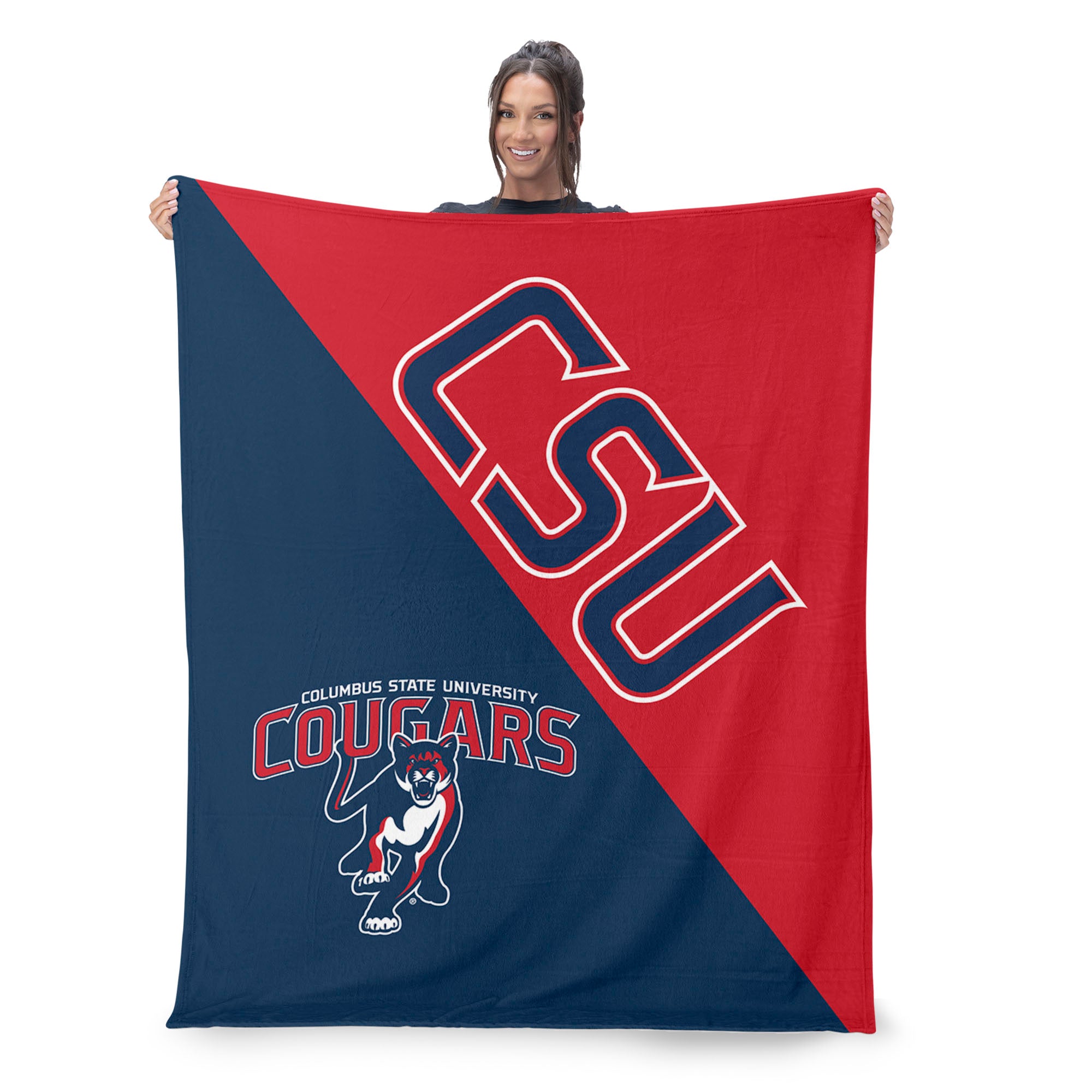 NCAA Columbus State Cougars Halftone Silk Touch Throw Blanket 46x60 inches