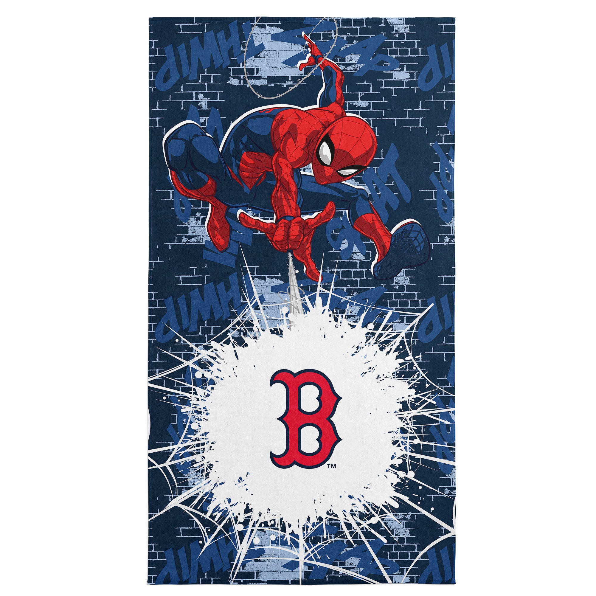 MLB Boston Red Sox Marvel Spider Man Web Core Navy Microfiber Beach Towel 30x60 inches