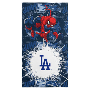 MLB Los Angeles Dodgers Marvel Spider Man Web Core Navy Microfiber Beach Towel 30x60 inches