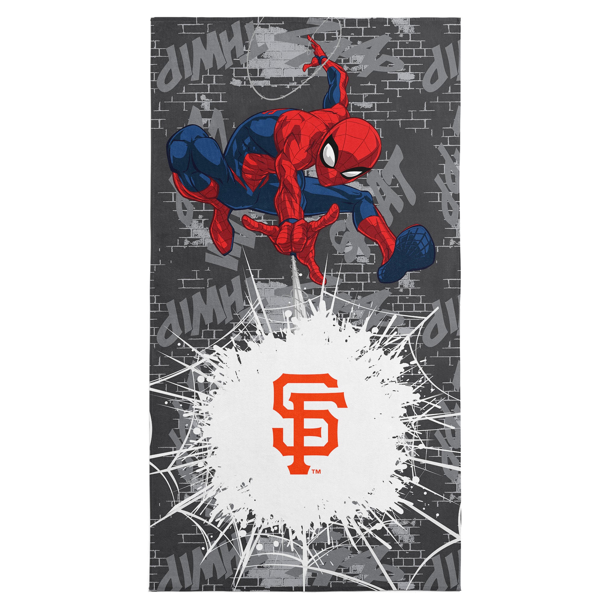 MLB San Francisco Giants Marvel Spider Man Web Core Grey Microfiber Beach Towel 30x60 inches