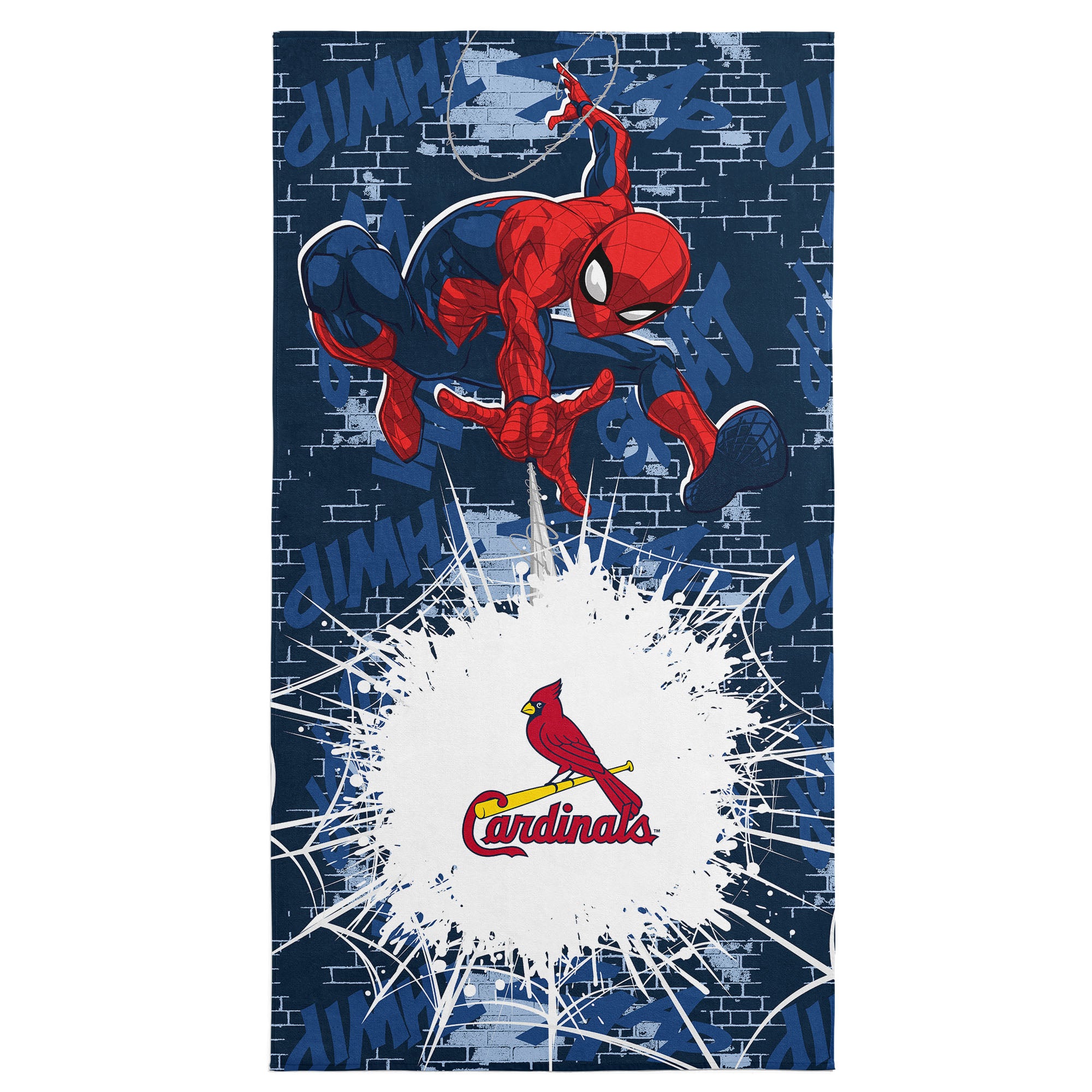 MLB St. Louis Cardinals Marvel Spider Man Web Core Navy Microfiber Beach Towel 30x60 inches