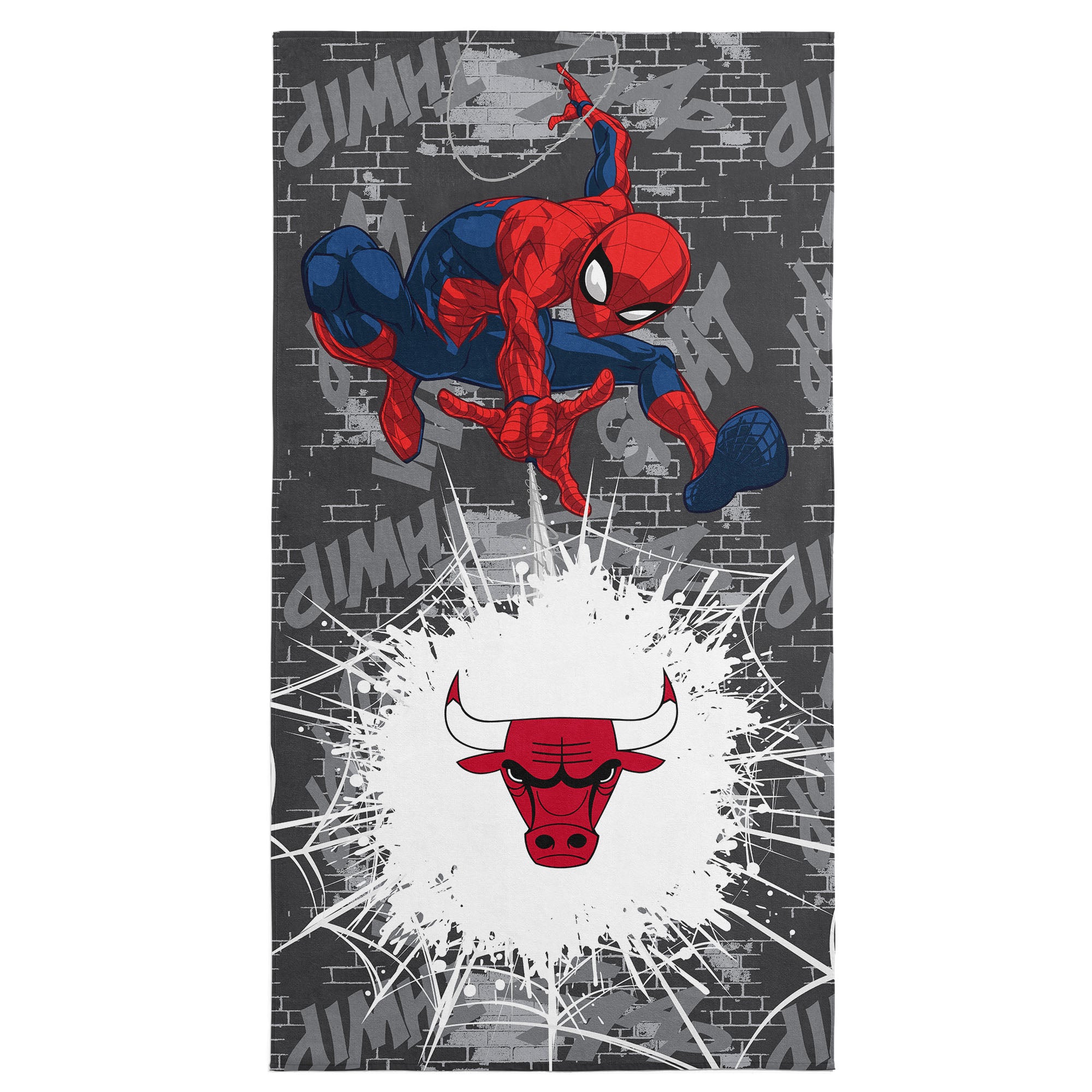 NBA Chicago Bulls Marvel Spider Man Web Core Grey Microfiber Beach Towel 30x60 inches
