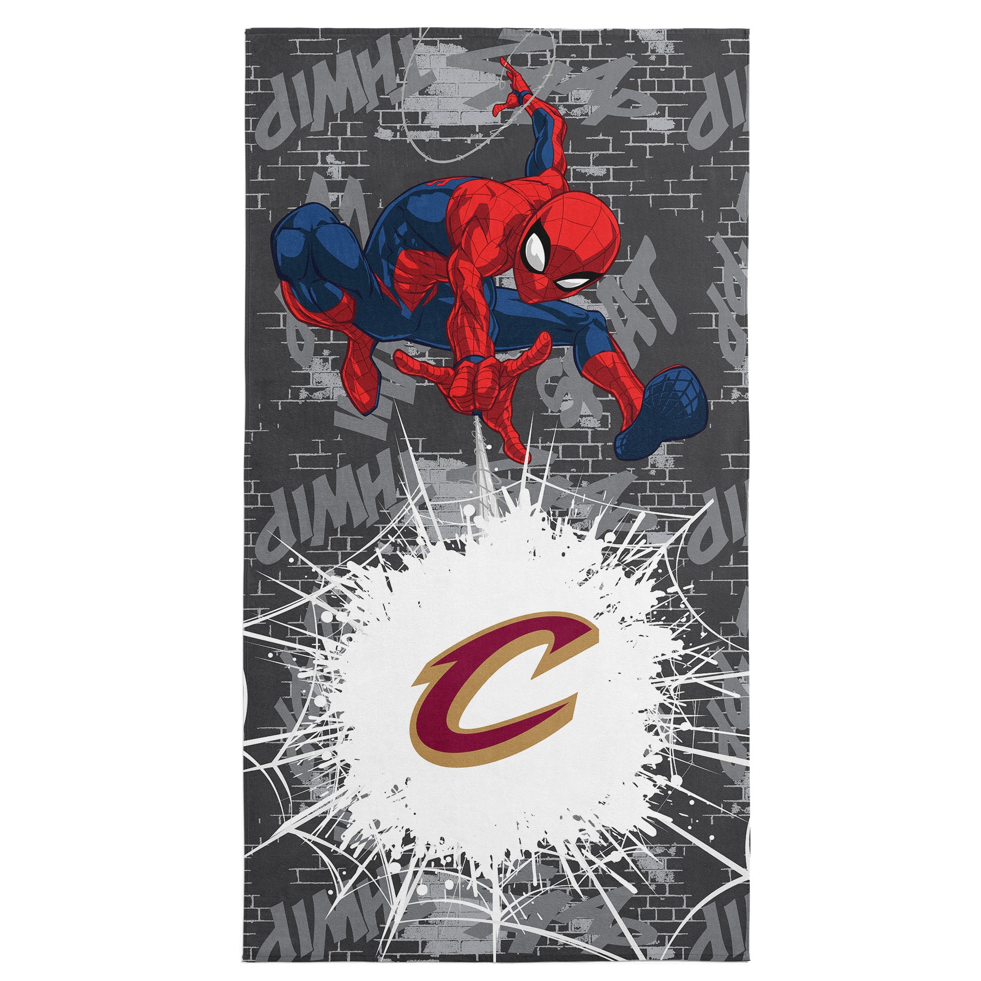 NBA Cleveland Cavaliers Marvel Spider Man Web Core Navy Microfiber Beach Towel 30x60 inches