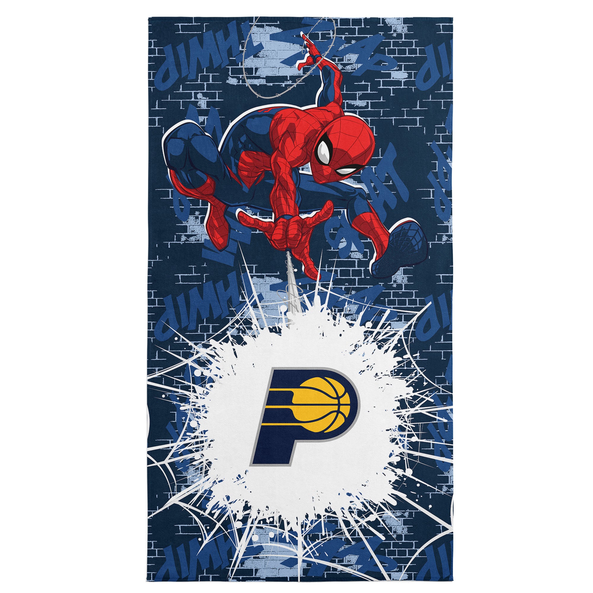 NBA Indiana Pacers Marvel Spider Man Web Core Navy Microfiber Beach Towel 30x60 inches