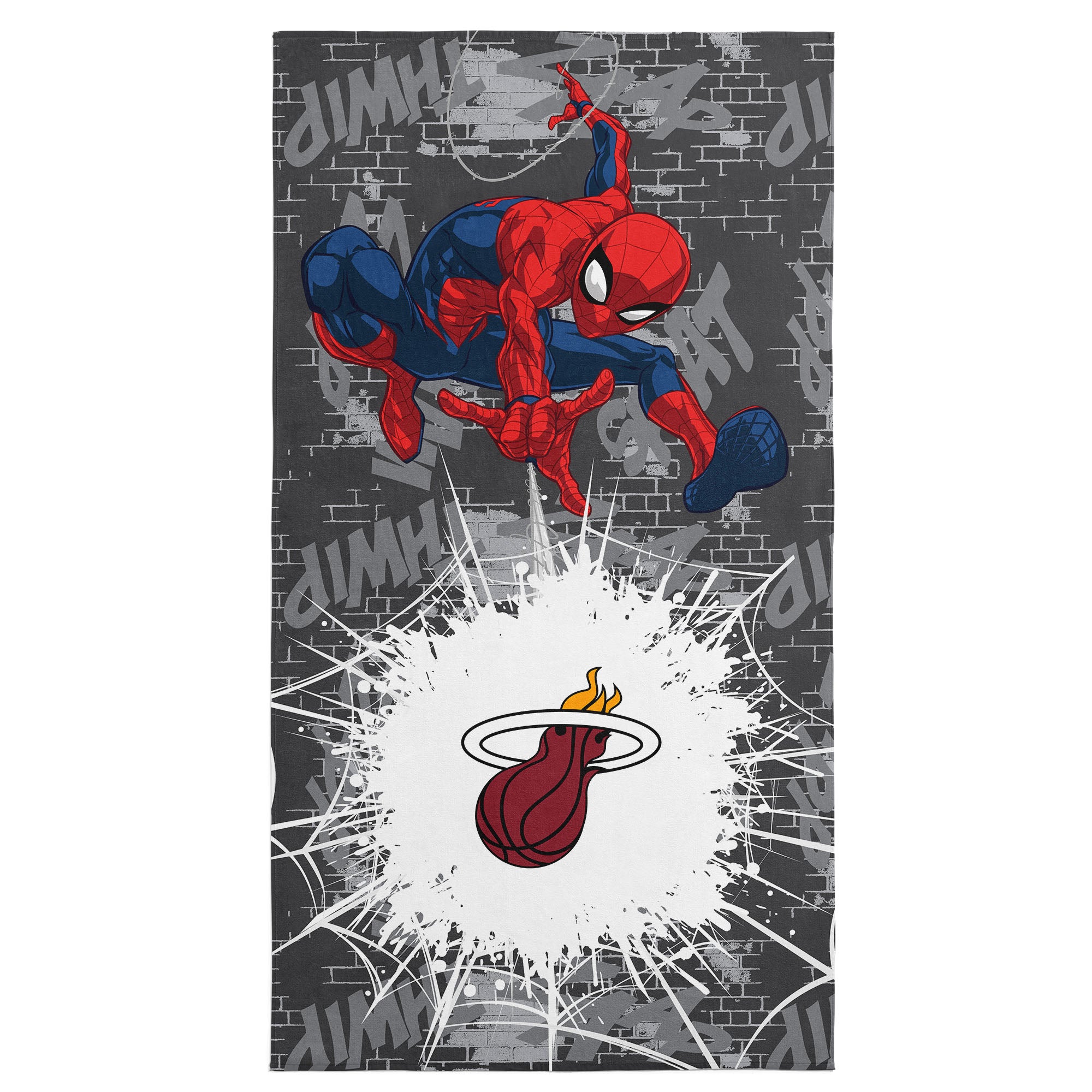 NBA Miami Heat Marvel Spider Man Web Core Grey Microfiber Beach Towel 30x60 inches