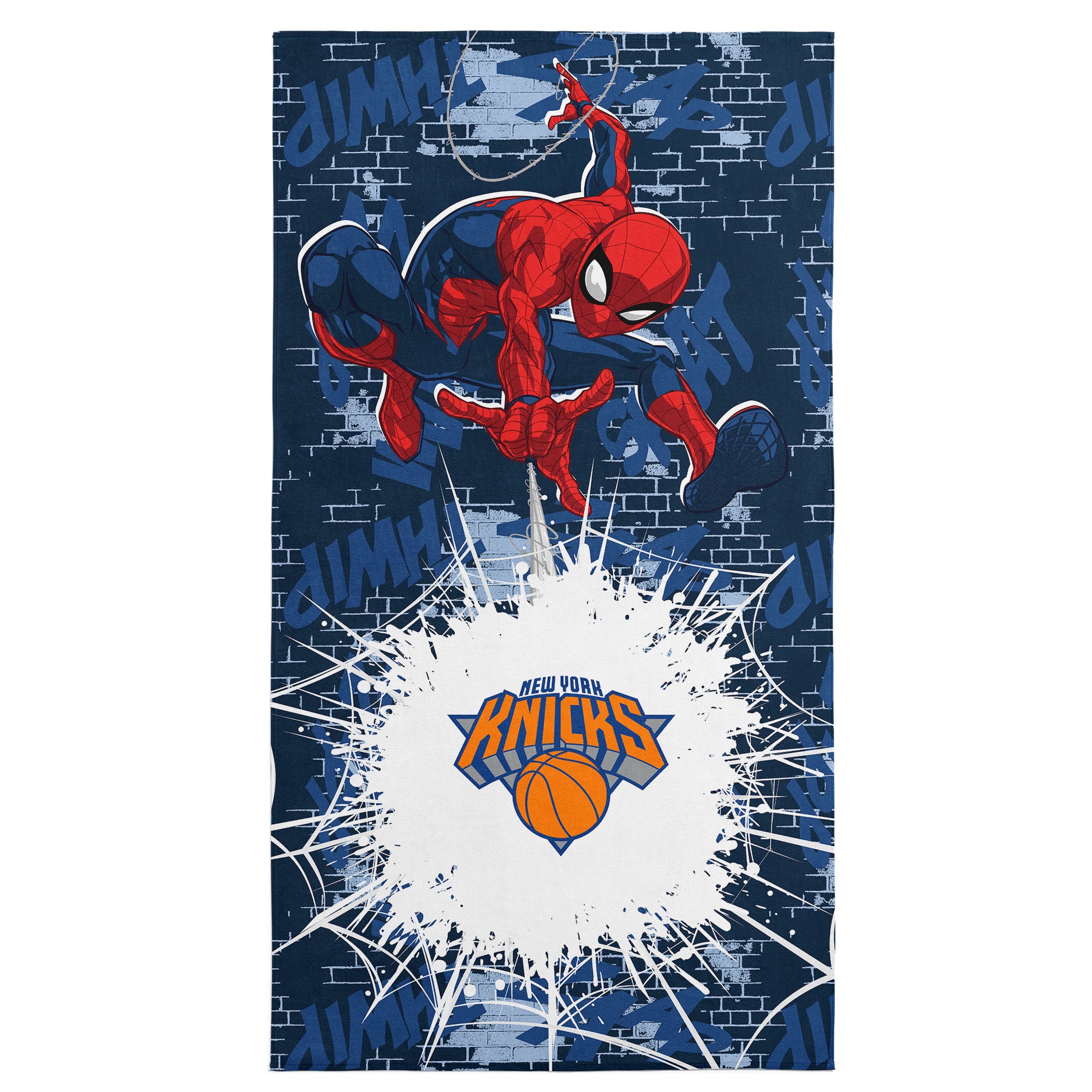 NBA New York Knicks Marvel Spider Man Web Core Navy Microfiber Beach Towel 30x60 inches