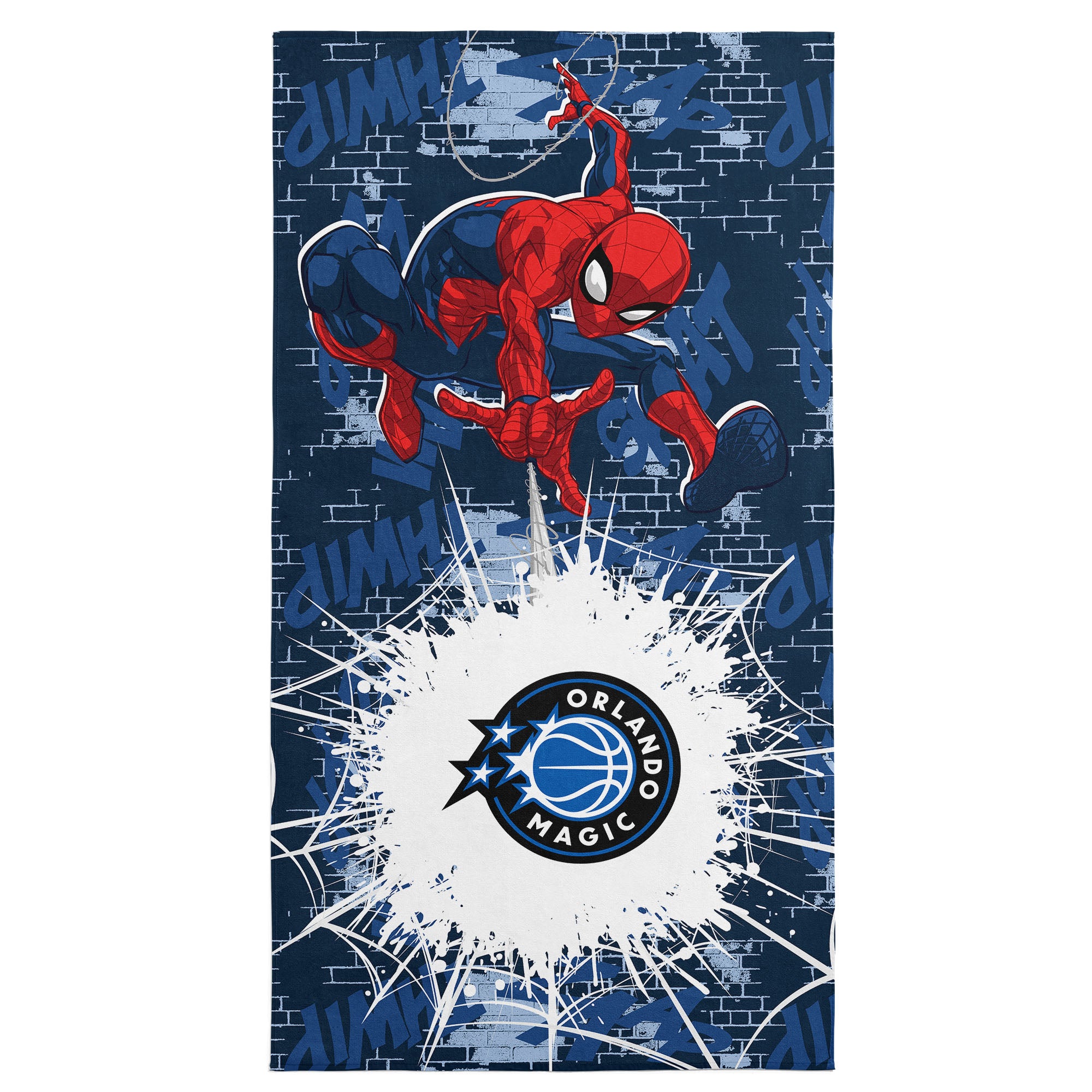 NBA Orlando Magic Marvel Spider Man Web Core Navy Microfiber Beach Towel 30x60 inches