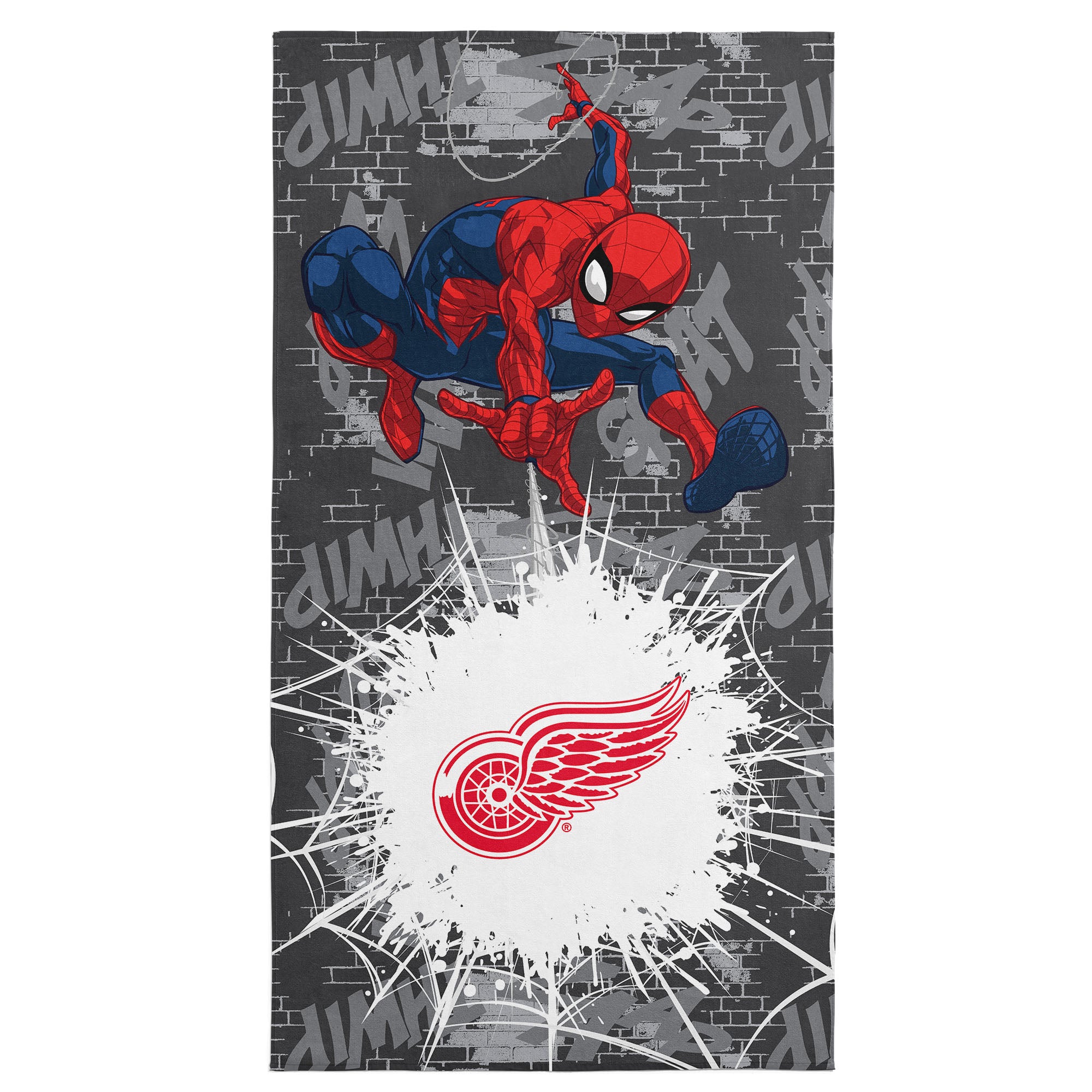 NHL Detroit Red Wings Marvel Spider Man Web Core Grey Microfiber Beach Towel 30x60 inches