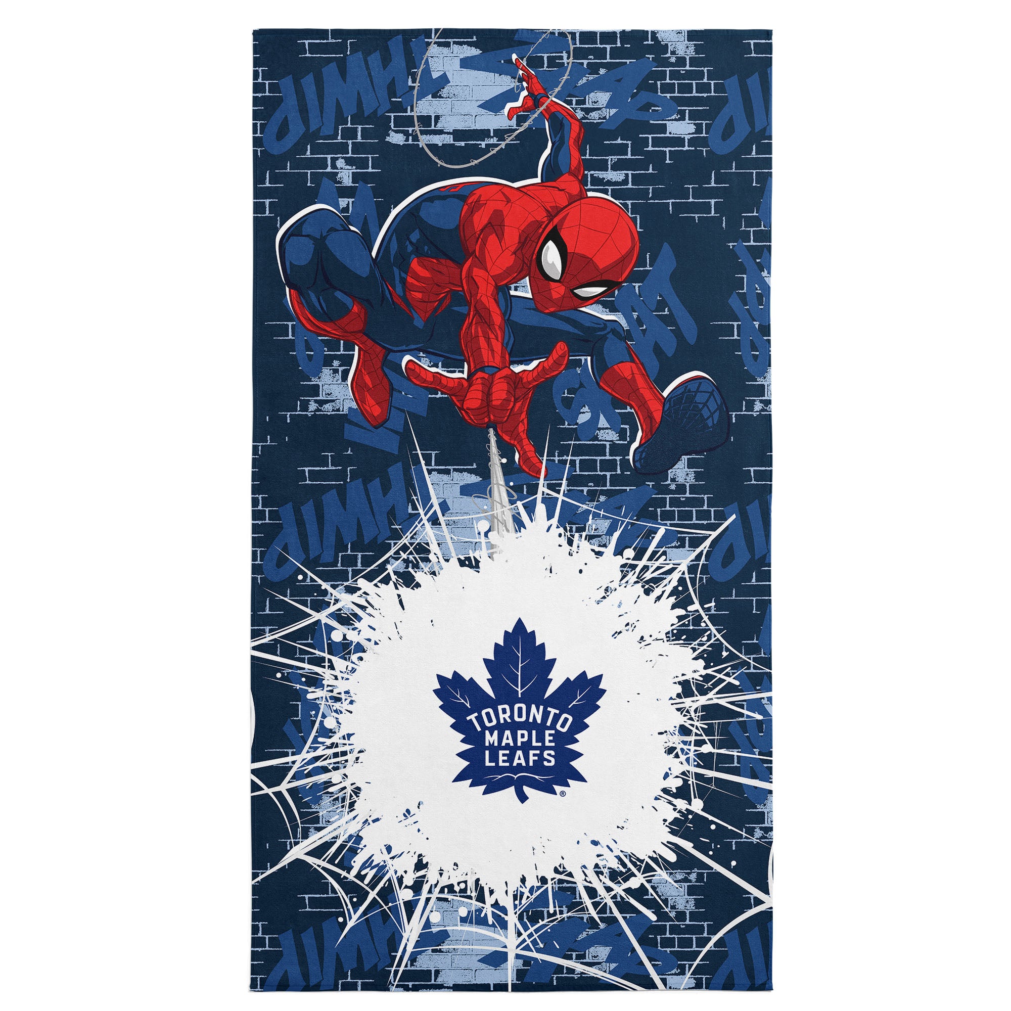 NHL Toronto Maple Leafs Marvel Spider Man Web Core Navy Microfiber Beach Towel 30x60 inches